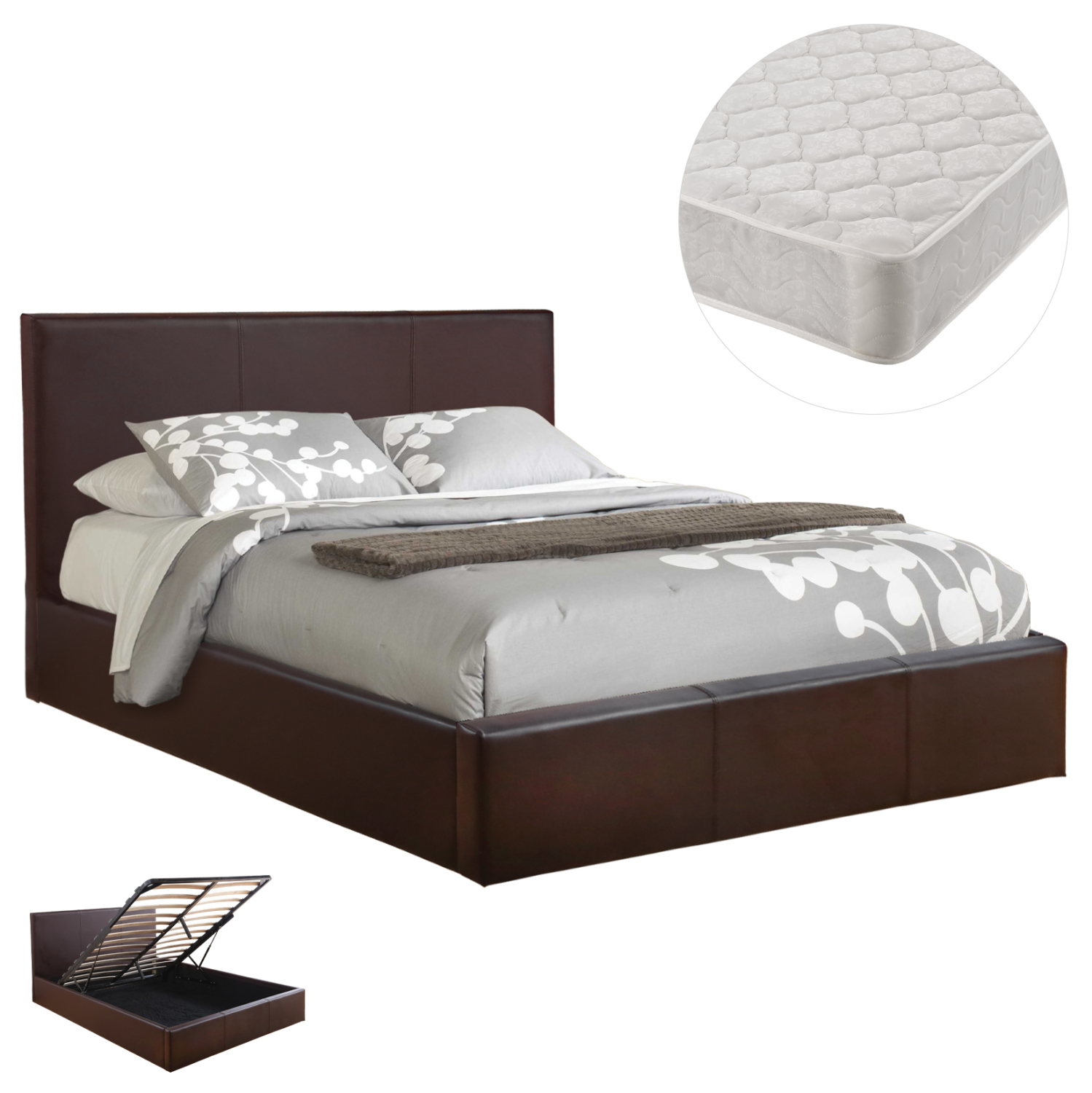 ΚΡΕΒΑΤΙ ΔΙΠΛΟ &amp; ΣΤΡΩΜΑ BOBBI HM21271.02 ΚΑΦΕ PU ΜΕ ΑΠΟΘ.ΧΩΡΟ--ΓΙΑ 150x200εκ 1