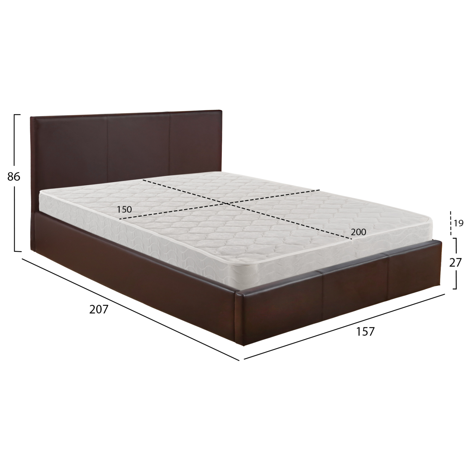 ΚΡΕΒΑΤΙ ΔΙΠΛΟ &amp; ΣΤΡΩΜΑ BOBBI HM21271.02 ΚΑΦΕ PU ΜΕ ΑΠΟΘ.ΧΩΡΟ--ΓΙΑ 150x200εκ 3