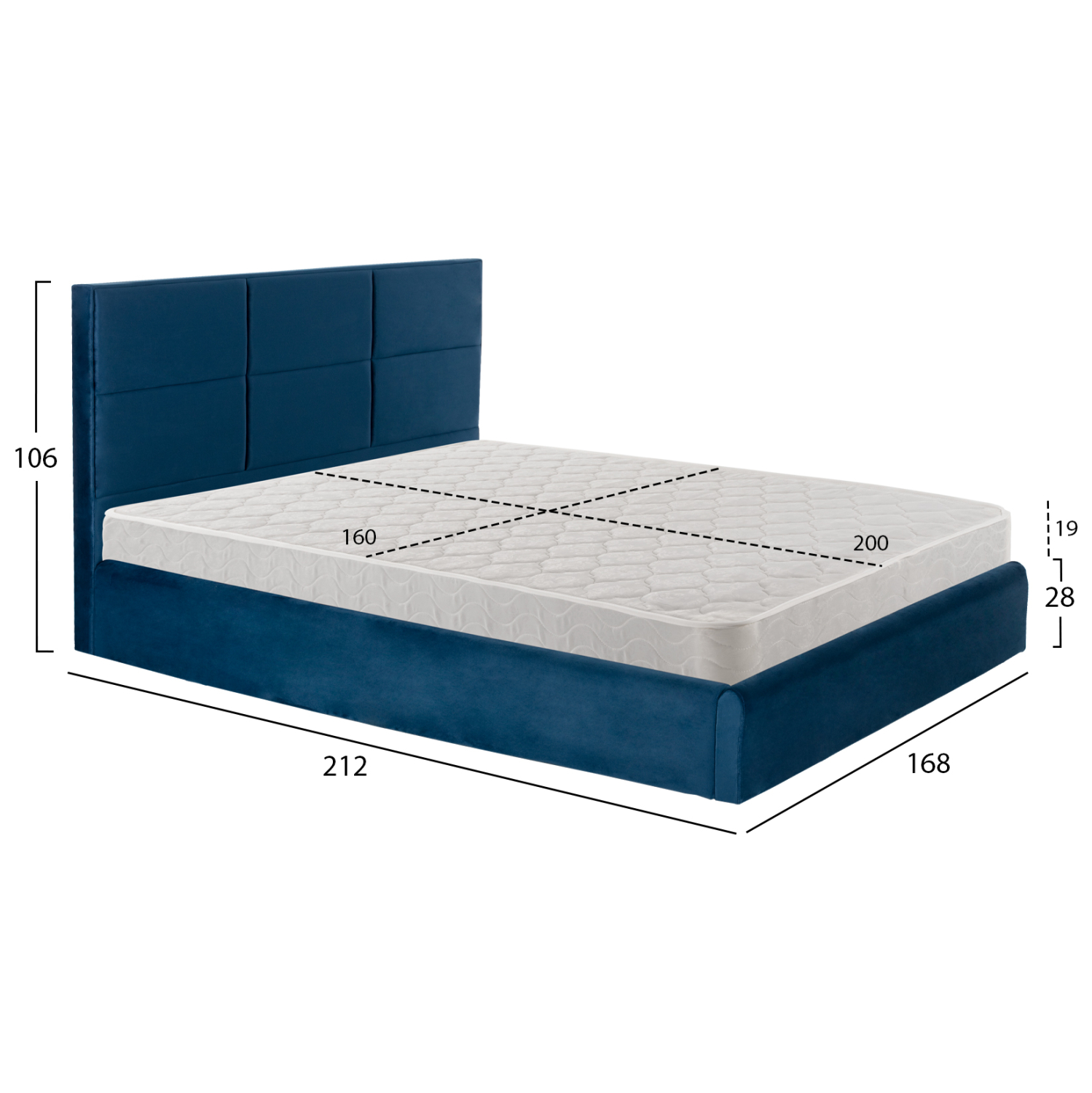 ΚΡΕΒΑΤΙ ΔΙΠΛΟ &amp; ΣΤΡΩΜΑ BRILEY HM21272.03 ΜΠΛΕ ΒΕΛΟΥΔΟ ΜΕ ΑΠΟΘ.ΧΩΡΟ--ΓΙΑ 160x200εκ 3