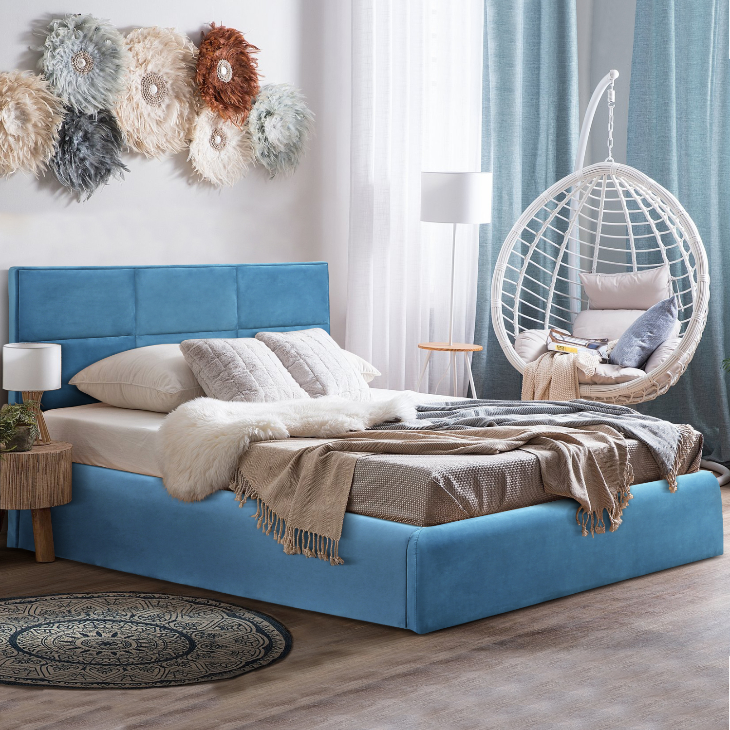 ΚΡΕΒΑΤΙ ΔΙΠΛΟ &amp; ΣΤΡΩΜΑ BRILEY HM21272.04 ΠΕΤΡΟΛ ΒΕΛΟΥΔΟ ΜΕ ΑΠΟΘ.ΧΩΡΟ--ΓΙΑ 160x200εκ 2