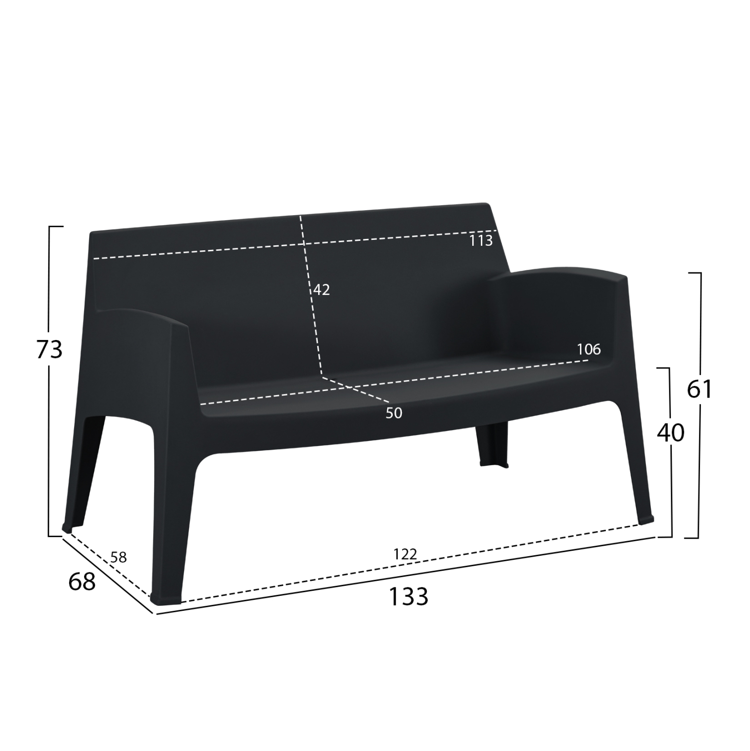 ΣΕΤ LOUNGE 4ΤΜΧ SLEEK HM21275.02 ΜΑΥΡΟ ΠΟΛΥΠΡΟΠΥΛΕΝΙΟ 2