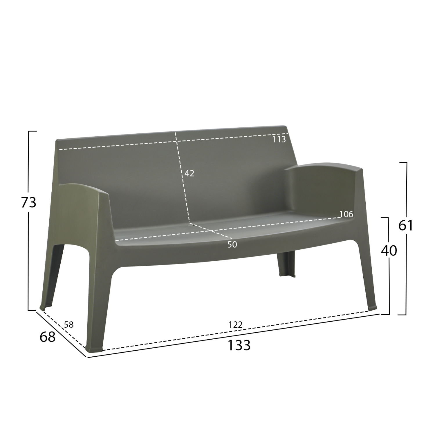 ΣΕΤ LOUNGE 4ΤΜΧ SLEEK HM21275.05 DARK OLIVE GREEN ΠΟΛΥΠΡΟΠΥΛΕΝΙΟ 2