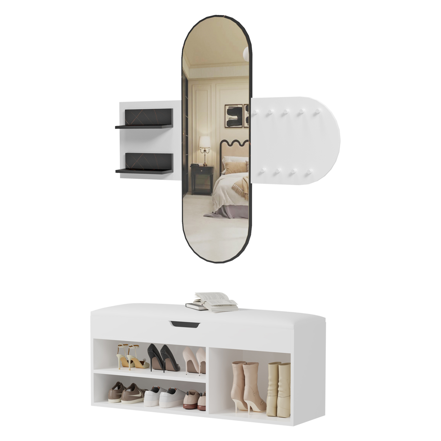 ΣΕΤ ΕΙΣΟΔΟΥ 2ΤΜΧ CHERYL HM21276.01 ΜΕΛΑΜΙΝΗ ΣΕ ΛΕΥΚΟ--ΟΨΗ ΜΑΥΡΟ ΜΑΡΜΑΡΟ 1