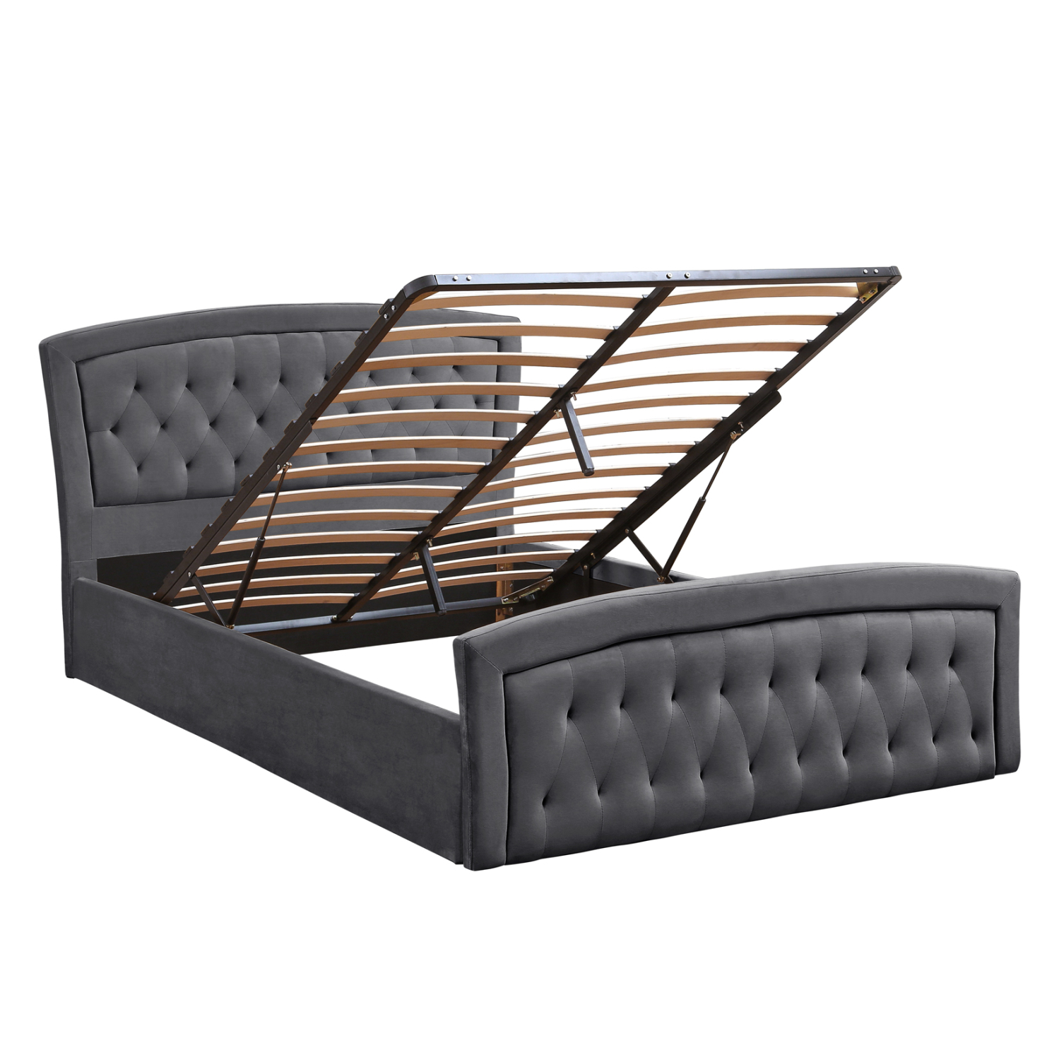 ΚΡΕΒΑΤΙ ΔΙΠΛΟ ΜΕ ΣΤΡΩΜΑ &amp; ΑΠΟΘ.ΧΩΡΟ ODELIA HM21279.01 ΓΚΡΙ ΒΕΛΟΥΔΟ--ΓΙΑ 160x200εκ 4