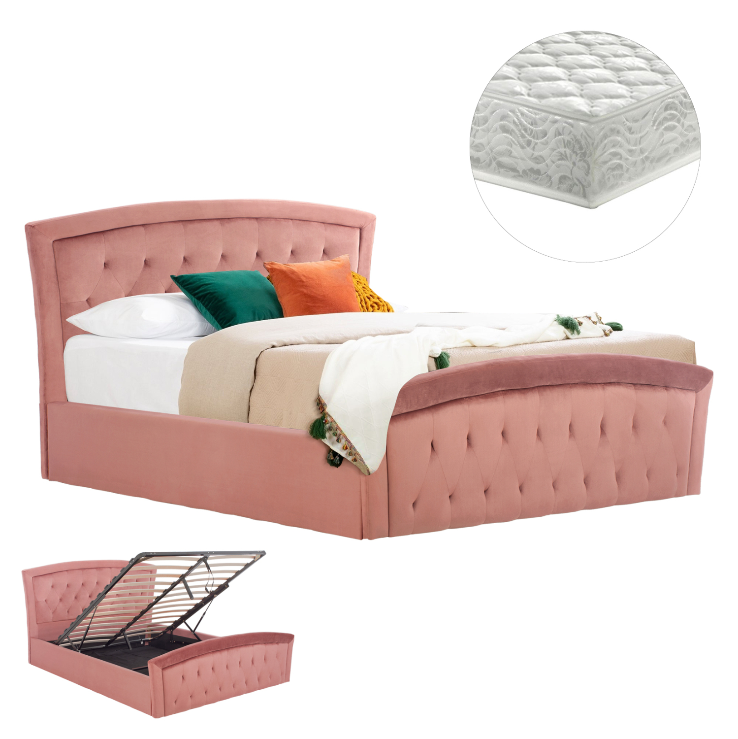 ΚΡΕΒΑΤΙ ΜΕ ΣΤΡΩΜΑ &amp; ΑΠΟΘ.ΧΩΡΟ ODELIA HM21279.02 ΣΑΠΙΟ ΜΗΛΟ ΒΕΛΟΥΔΟ--ΓΙΑ 160x200εκ 1