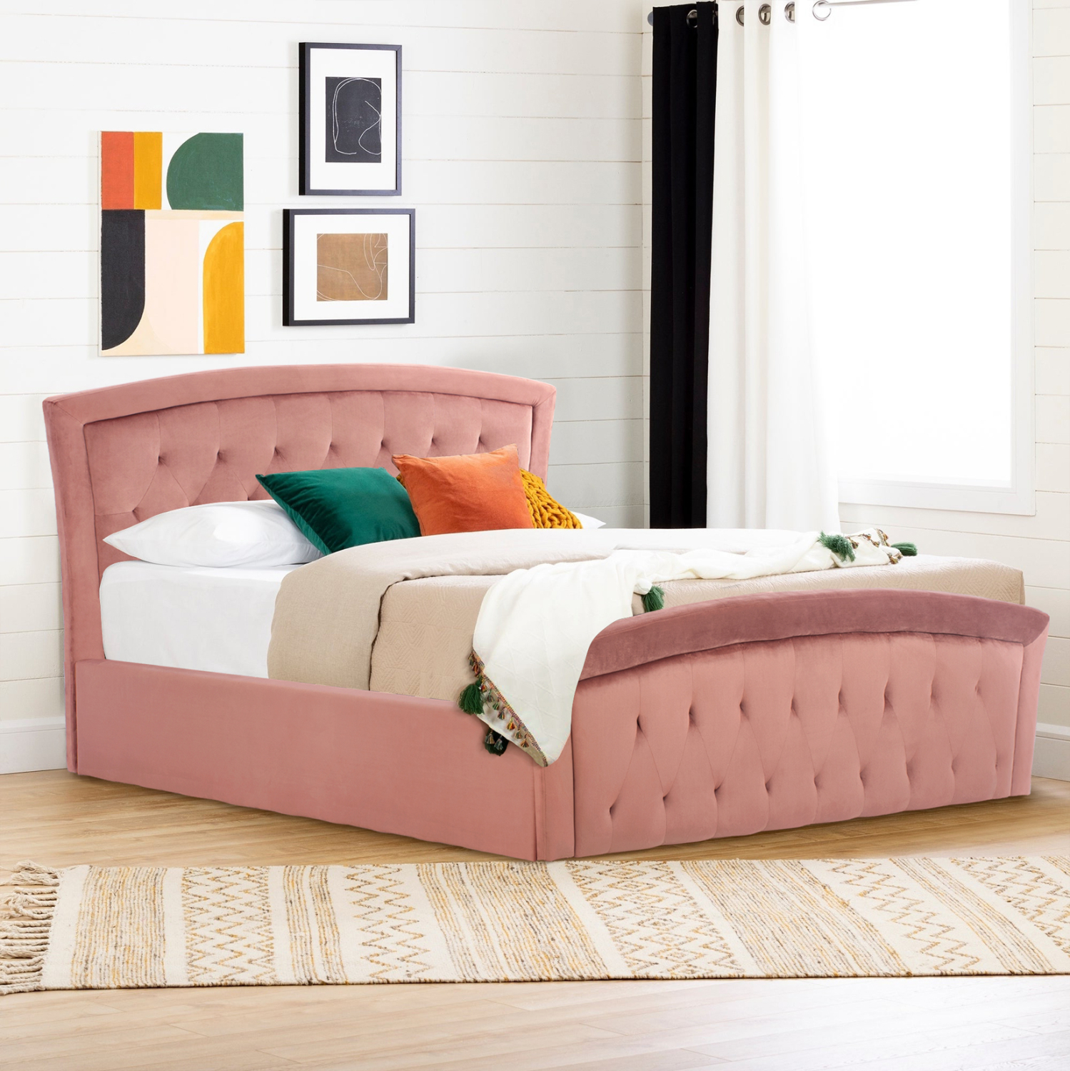 ΚΡΕΒΑΤΙ ΜΕ ΣΤΡΩΜΑ &amp; ΑΠΟΘ.ΧΩΡΟ ODELIA HM21279.02 ΣΑΠΙΟ ΜΗΛΟ ΒΕΛΟΥΔΟ--ΓΙΑ 160x200εκ 2