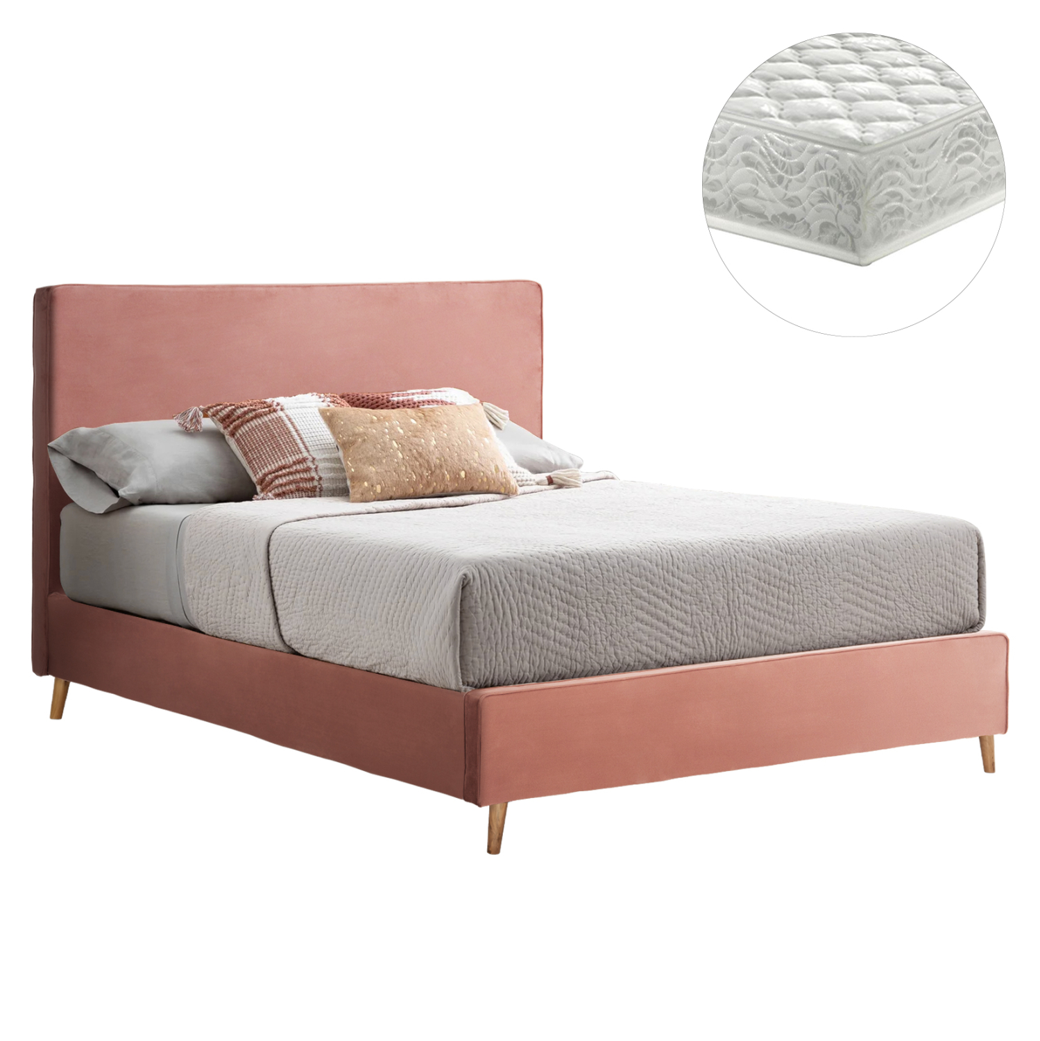 ΚΡΕΒΑΤΙ ΜΕ ΣΤΡΩΜΑ INDRA HM21280.03 ΣΑΠΙΟ ΜΗΛΟ ΒΕΛΟΥΔΟ--ΓΙΑ 160x200εκ 1