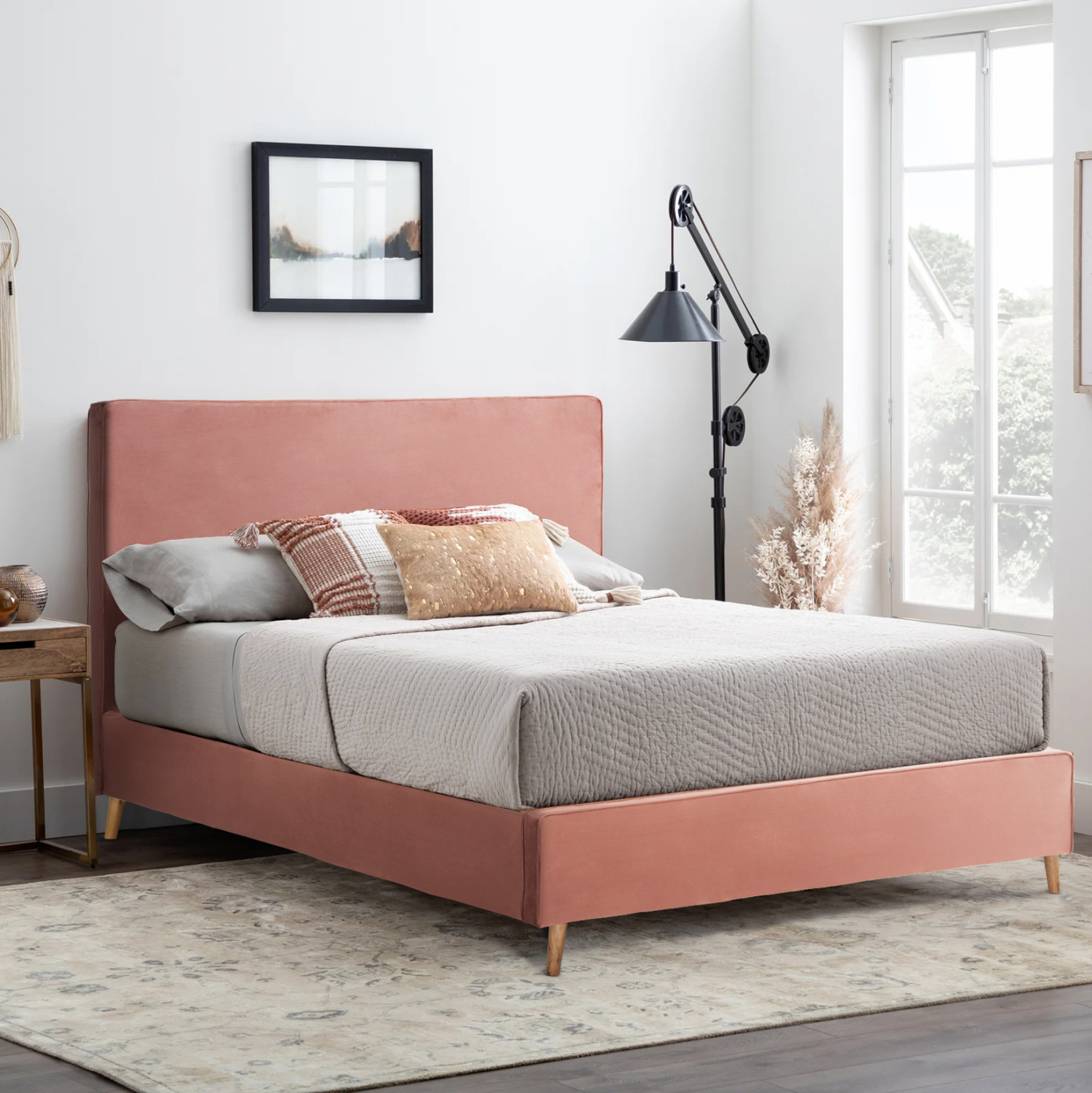 ΚΡΕΒΑΤΙ ΜΕ ΣΤΡΩΜΑ INDRA HM21280.03 ΣΑΠΙΟ ΜΗΛΟ ΒΕΛΟΥΔΟ--ΓΙΑ 160x200εκ 2