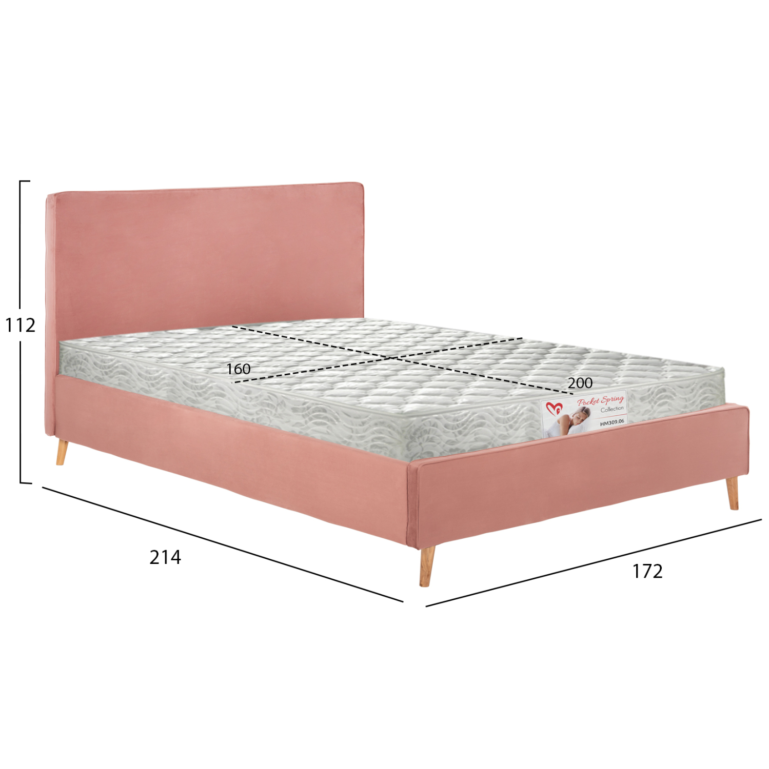 ΚΡΕΒΑΤΙ ΜΕ ΣΤΡΩΜΑ INDRA HM21280.03 ΣΑΠΙΟ ΜΗΛΟ ΒΕΛΟΥΔΟ--ΓΙΑ 160x200εκ 3