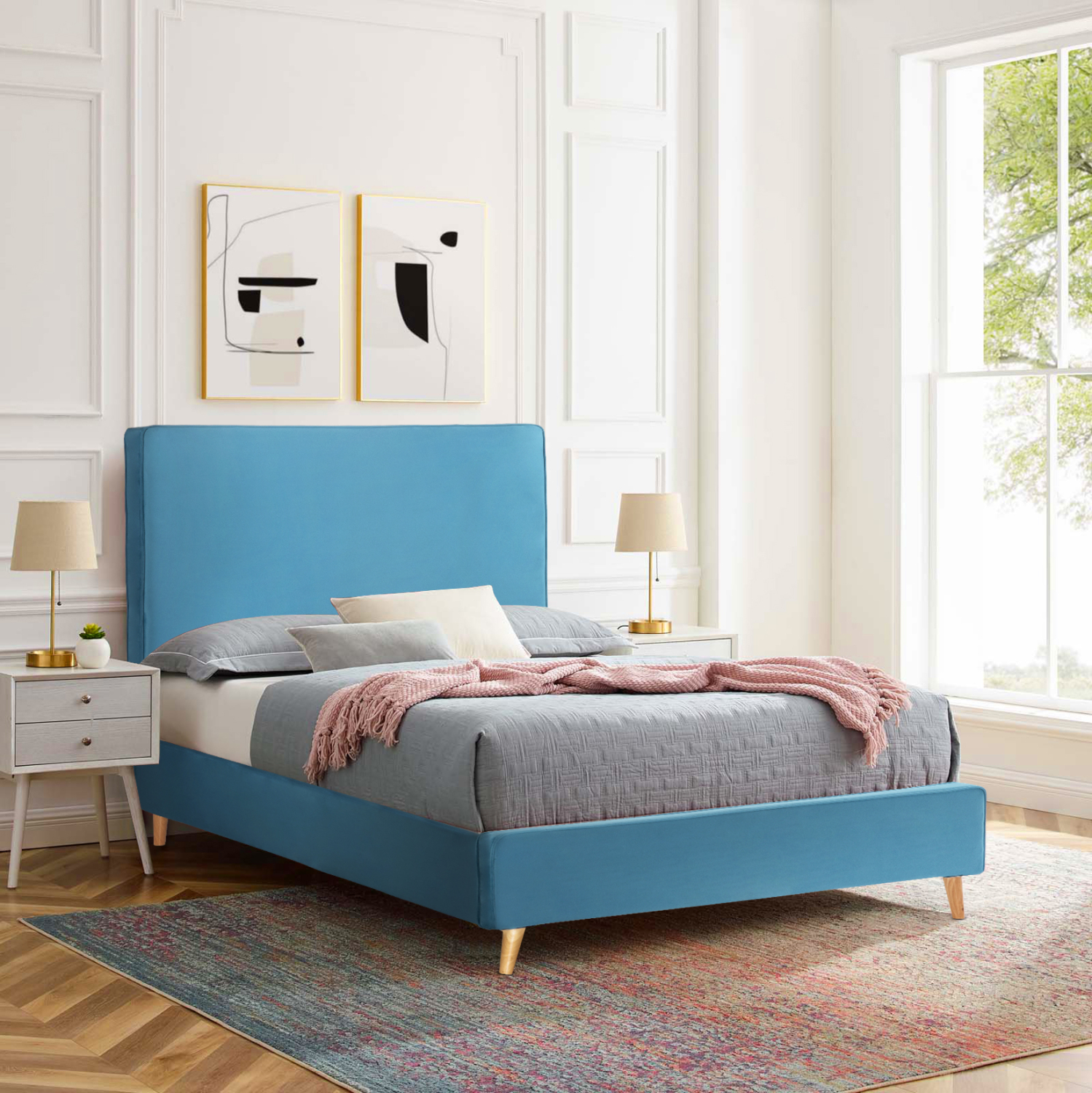 ΚΡΕΒΑΤΙ ΜΕ ΣΤΡΩΜΑ MAYLIN HM21281.02 ΤΙΡΚΟΥΑΖ ΒΕΛΟΥΔΟ--ΓΙΑ 120x200εκ 2