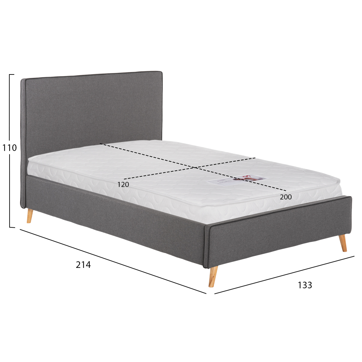 ΚΡΕΒΑΤΙ ΜΕ ΣΤΡΩΜΑ MAYLIN HM21281.03 ΓΚΡΙ ΥΦΑΣΜΑ--ΓΙΑ 120x200εκ 3