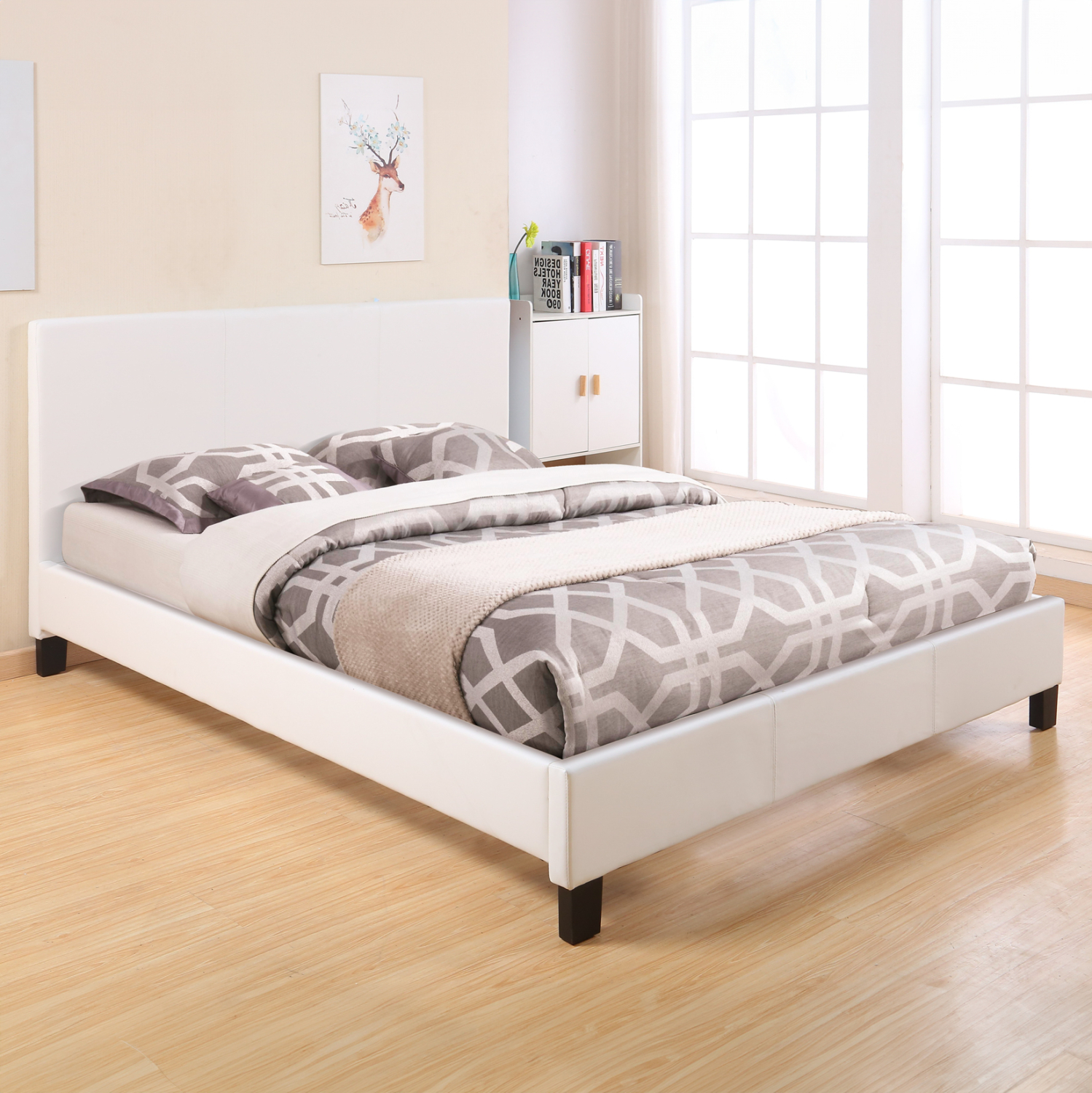 ΚΡΕΒΑΤΙ ΜΕ ΣΤΡΩΜΑ BECCA HM21283.01 ΛΕΥΚΟ PU--ΓΙΑ 150x200εκ 2