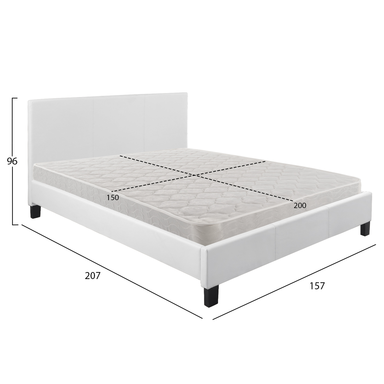 ΚΡΕΒΑΤΙ ΜΕ ΣΤΡΩΜΑ BECCA HM21283.01 ΛΕΥΚΟ PU--ΓΙΑ 150x200εκ 3