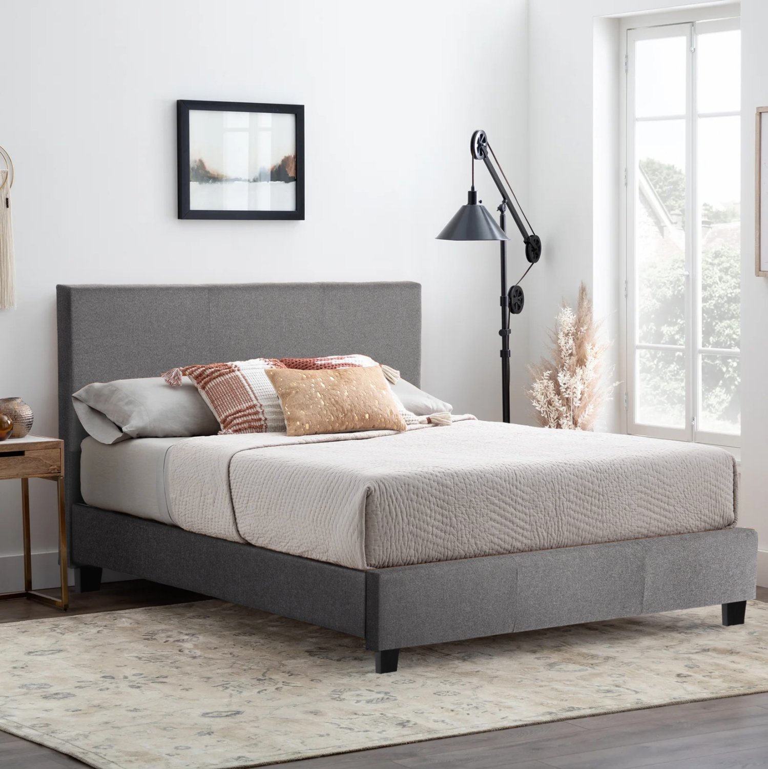 ΚΡΕΒΑΤΙ ΜΕ ΣΤΡΩΜΑ BECCA HM21283.04 ΓΚΡΙ ΥΦΑΣΜΑ--ΓΙΑ 150x200εκ 2