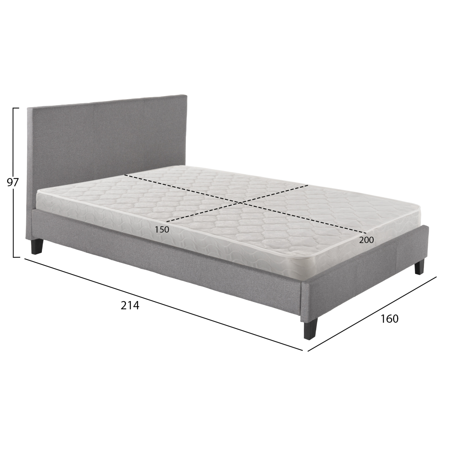 ΚΡΕΒΑΤΙ ΜΕ ΣΤΡΩΜΑ BECCA HM21283.04 ΓΚΡΙ ΥΦΑΣΜΑ--ΓΙΑ 150x200εκ 3