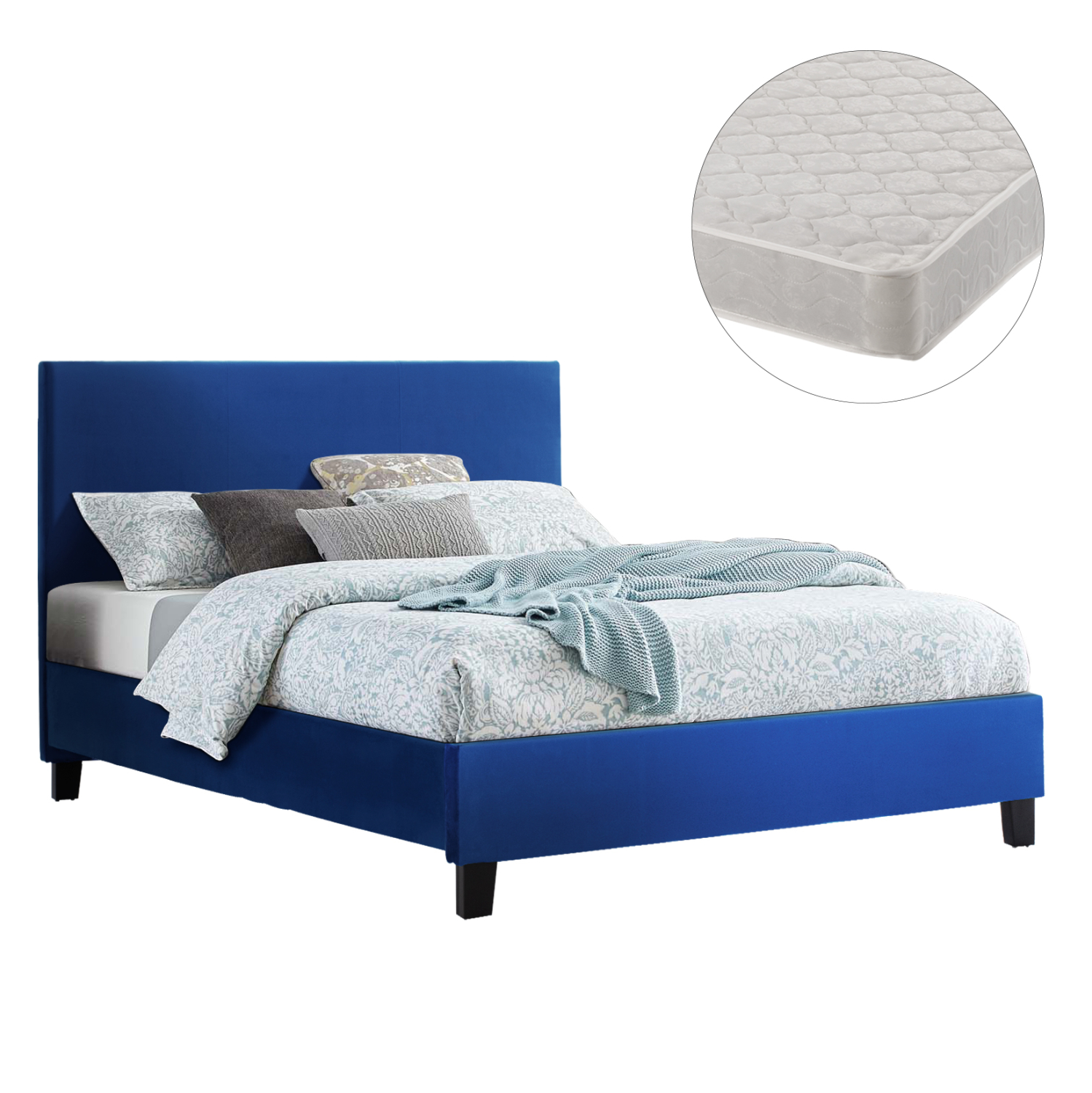 ΚΡΕΒΑΤΙ ΜΕ ΣΤΡΩΜΑ BECCA HM21283.07 ΜΠΛΕ ΒΕΛΟΥΔΟ--ΓΙΑ 150x200εκ 1