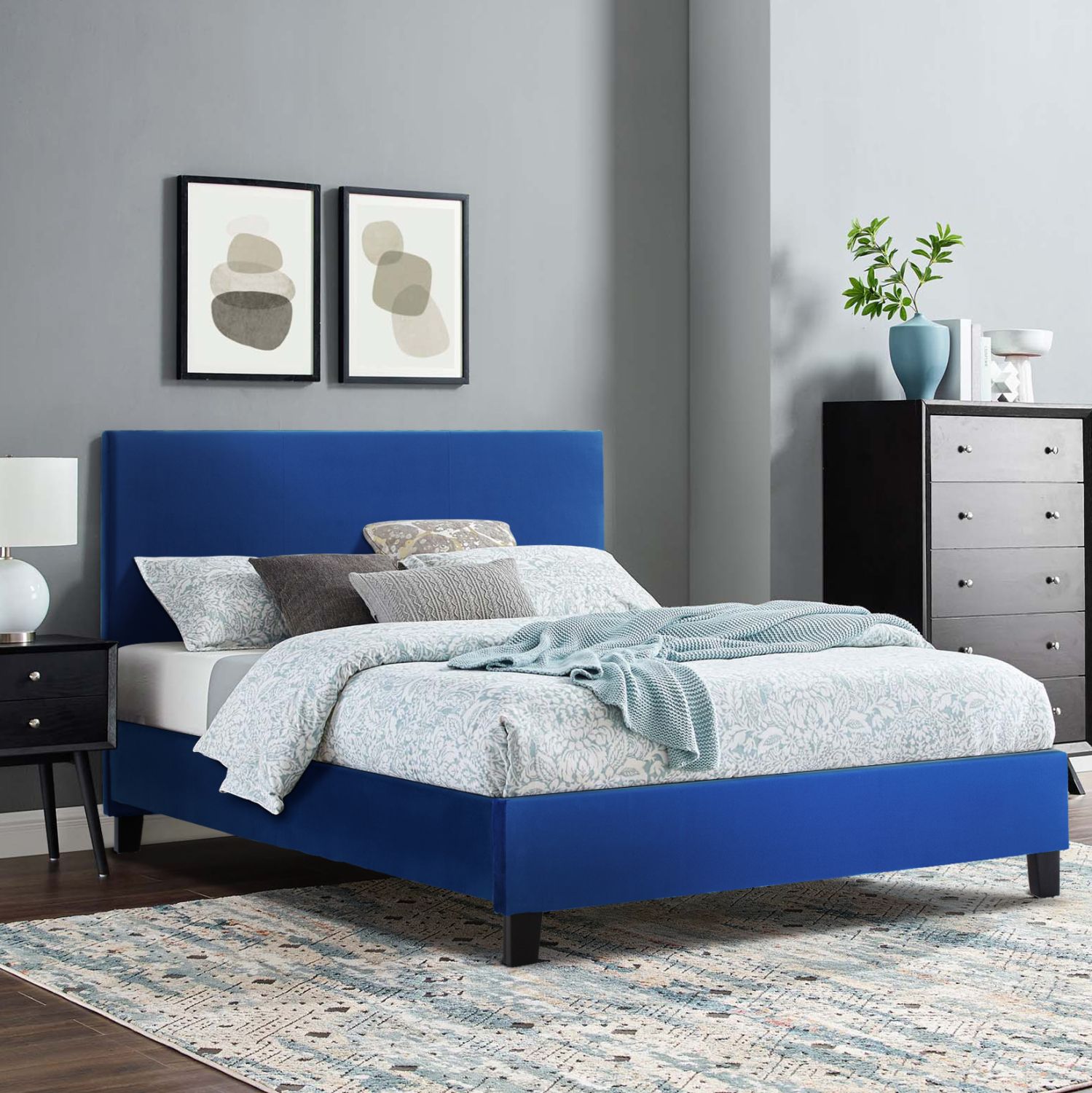 ΚΡΕΒΑΤΙ ΜΕ ΣΤΡΩΜΑ BECCA HM21283.07 ΜΠΛΕ ΒΕΛΟΥΔΟ--ΓΙΑ 150x200εκ 2
