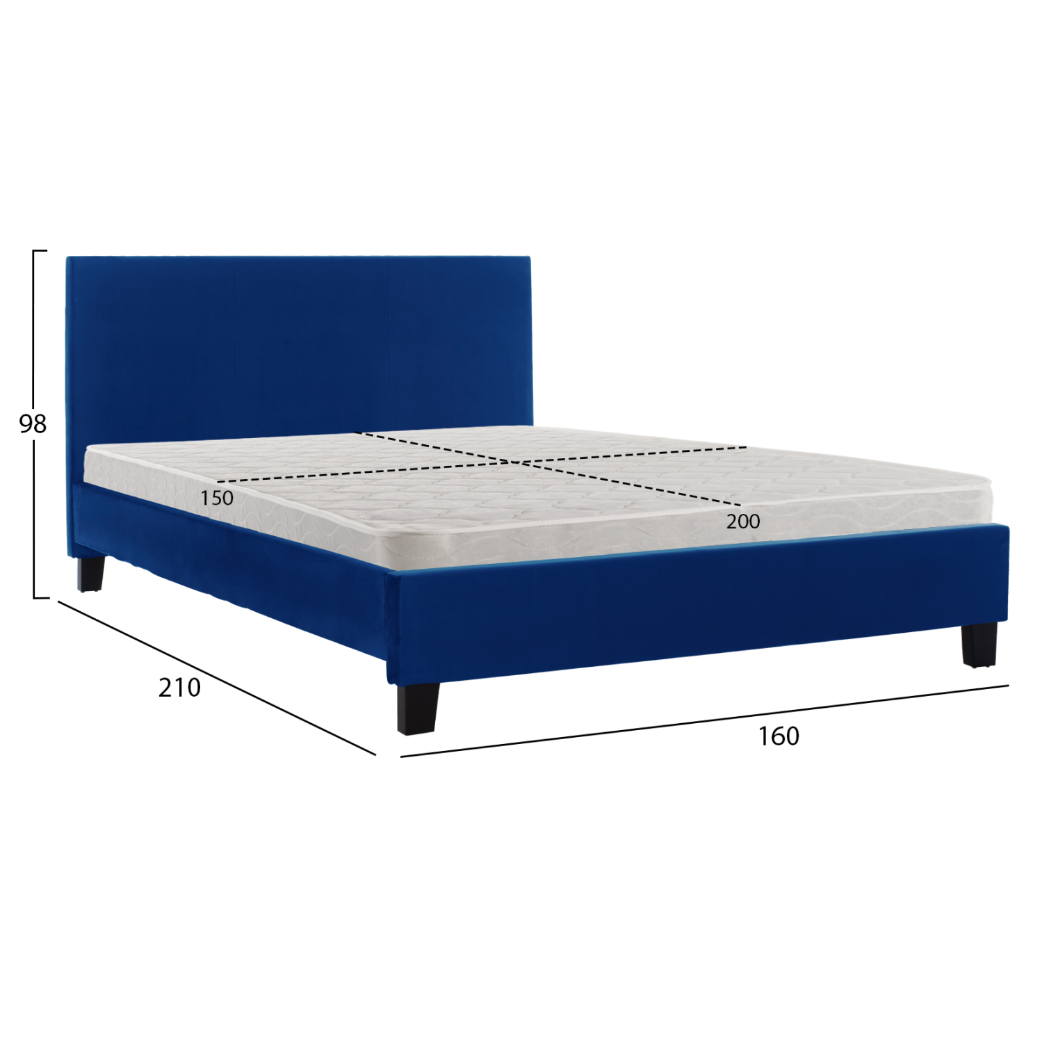 ΚΡΕΒΑΤΙ ΜΕ ΣΤΡΩΜΑ BECCA HM21283.07 ΜΠΛΕ ΒΕΛΟΥΔΟ--ΓΙΑ 150x200εκ 3