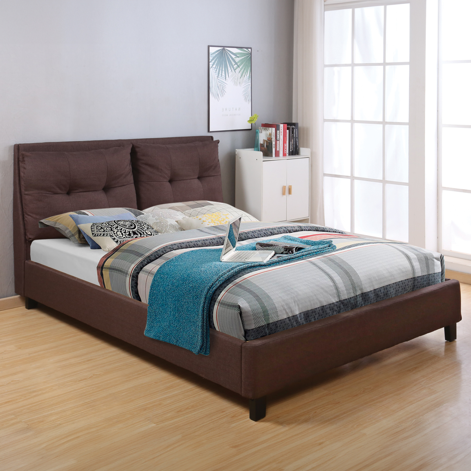 ΚΡΕΒΑΤΙ ΜΕ ΣΤΡΩΜΑ BILLIE HM21284.01 ΚΑΦΕ ΥΦΑΣΜΑ--ΓΙΑ 160x200εκ 2