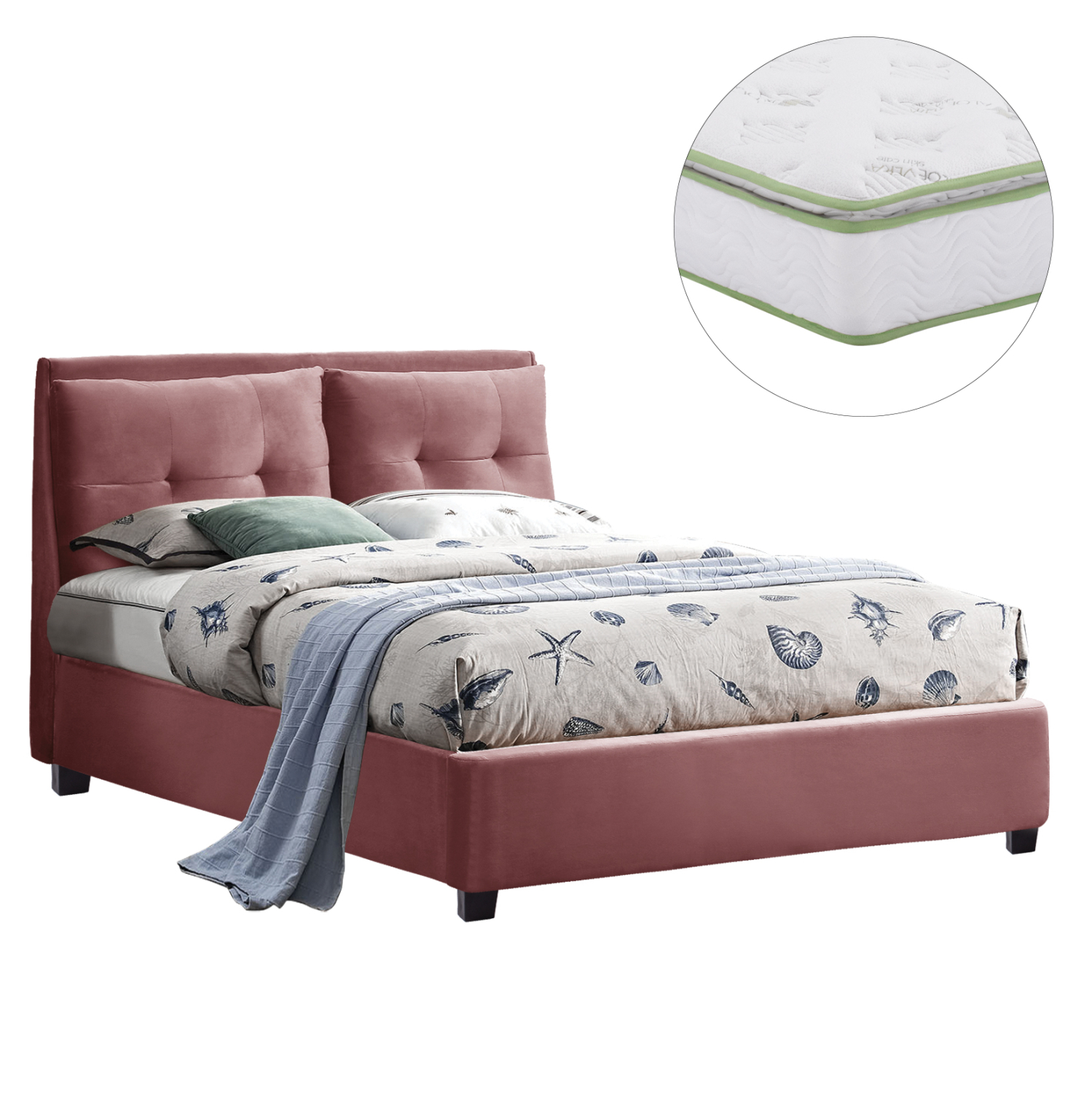ΚΡΕΒΑΤΙ ΜΕ ΣΤΡΩΜΑ BILLIE HM21284.05 ΣΑΠΙΟ ΜΗΛΟ ΒΕΛΟΥΔΟ--ΓΙΑ 160x200εκ 1