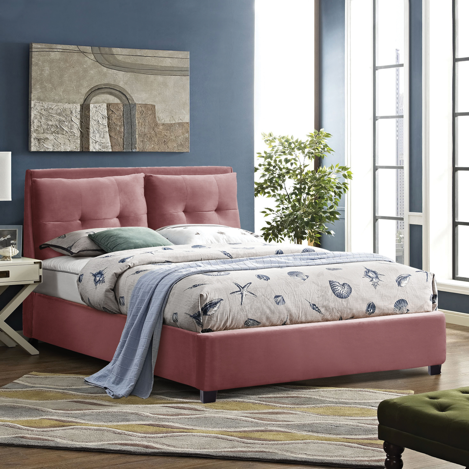 ΚΡΕΒΑΤΙ ΜΕ ΣΤΡΩΜΑ BILLIE HM21284.05 ΣΑΠΙΟ ΜΗΛΟ ΒΕΛΟΥΔΟ--ΓΙΑ 160x200εκ 2