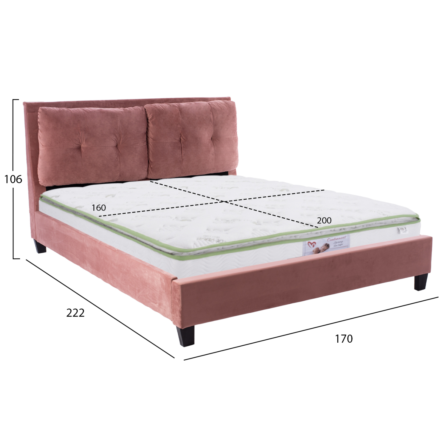 ΚΡΕΒΑΤΙ ΜΕ ΣΤΡΩΜΑ BILLIE HM21284.05 ΣΑΠΙΟ ΜΗΛΟ ΒΕΛΟΥΔΟ--ΓΙΑ 160x200εκ 3