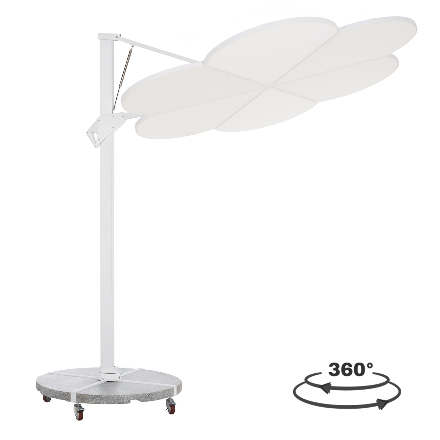 ΟΜΠΡΕΛΑ ΜΕ ΒΑΣΗ ΣΕΙΡΑ CANNOPY (flower) HM21286.02 ΑΛΟΥΜΙΝΙΟ-ΓΡΑΝΙΤΗΣ-ΛΕΥΚΟ 2,38x2,2μ 1
