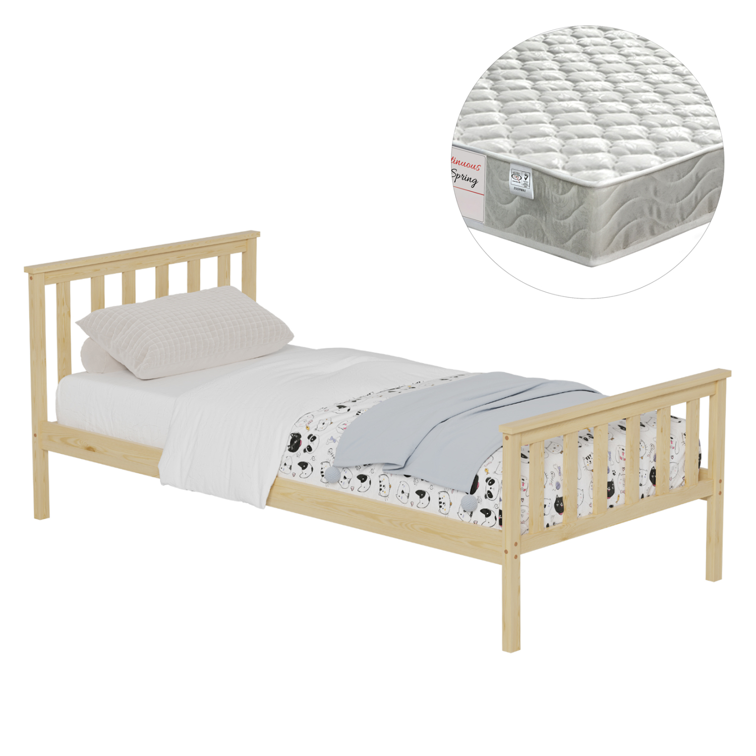 ΚΡΕΒΑΤΙ ΠΑΙΔΙΚΟ ΜΕ ΣΤΡΩΜΑ GIMLY HM21300 ΞΥΛΟ ΠΕΥΚΟΥ ΣΕ ΦΥΣΙΚΟ ΓΙΑ ΣΤΡΩΜΑ 90x190εκ 1