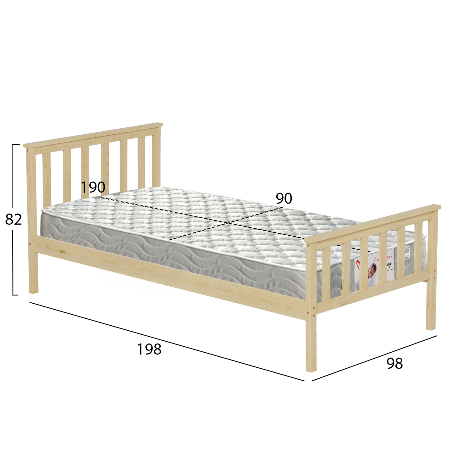 ΚΡΕΒΑΤΙ ΠΑΙΔΙΚΟ ΜΕ ΣΤΡΩΜΑ GIMLY HM21300 ΞΥΛΟ ΠΕΥΚΟΥ ΣΕ ΦΥΣΙΚΟ ΓΙΑ ΣΤΡΩΜΑ 90x190εκ 3