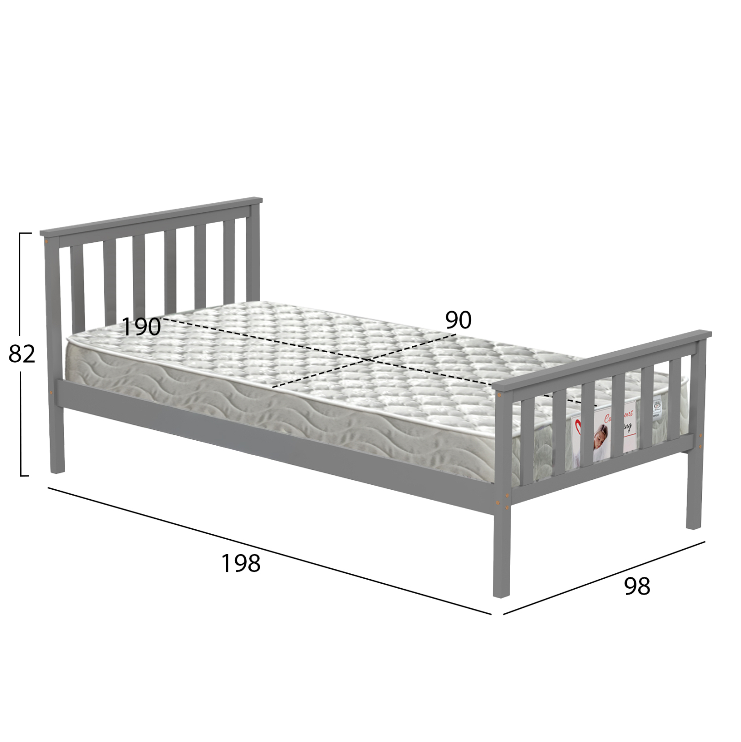 ΚΡΕΒΑΤΙ ΠΑΙΔΙΚΟ ΜΕ ΣΤΡΩΜΑ GIMLY HM21300.02 ΞΥΛΟ ΠΕΥΚΟΥ ΣΕ ΓΚΡΙ- ΓΙΑ ΣΤΡΩΜΑ 90x190εκ 3