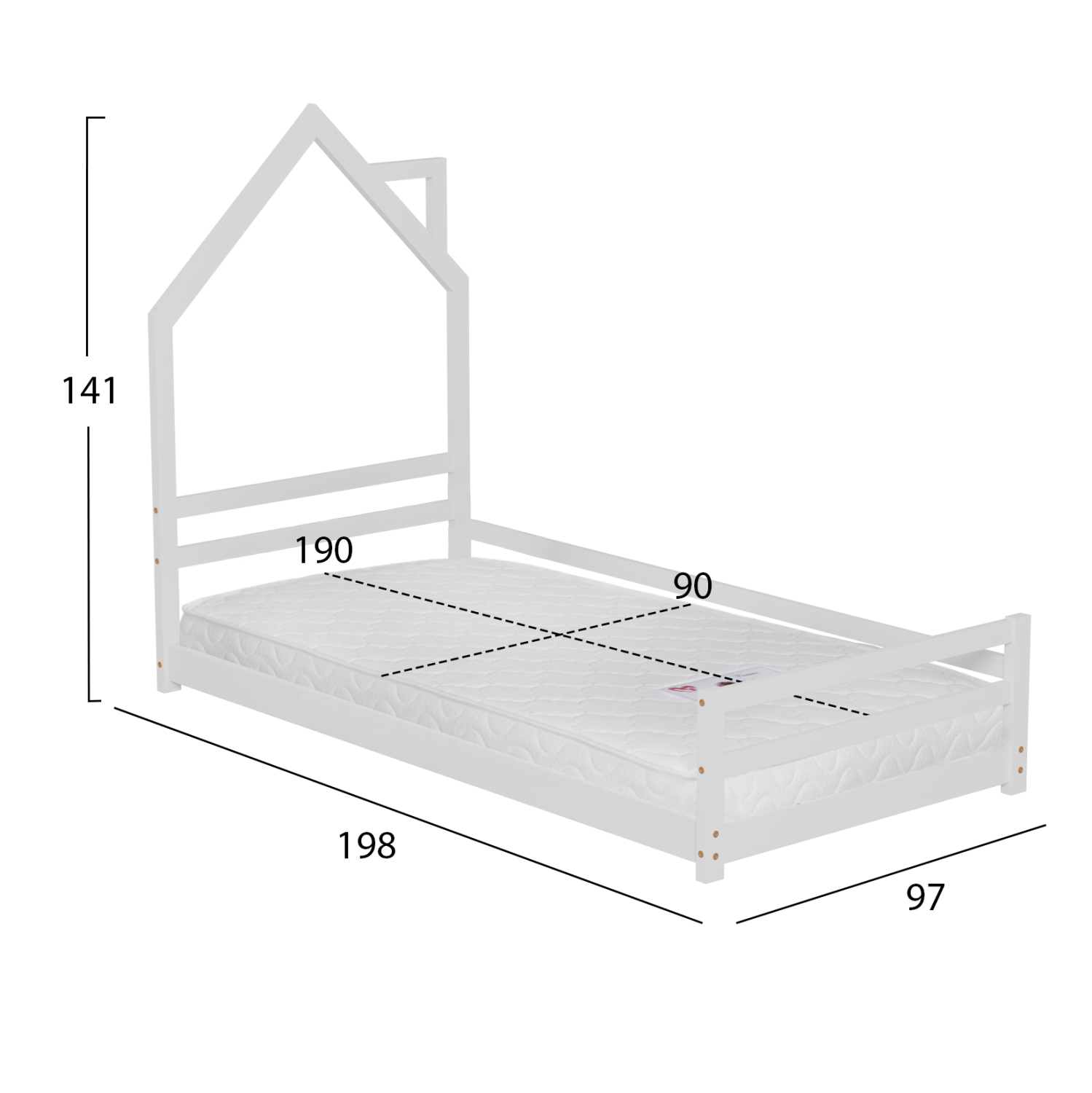 ΚΡΕΒΑΤΙ ΠΑΙΔΙΚΟ ΜΕ ΣΤΡΩΜΑ HOUSER HM21301 ΞΥΛΟ ΠΕΥΚΟΥ ΣΕ ΛΕΥΚΟ--ΣΤΡΩΜΑ 90x190εκ 3