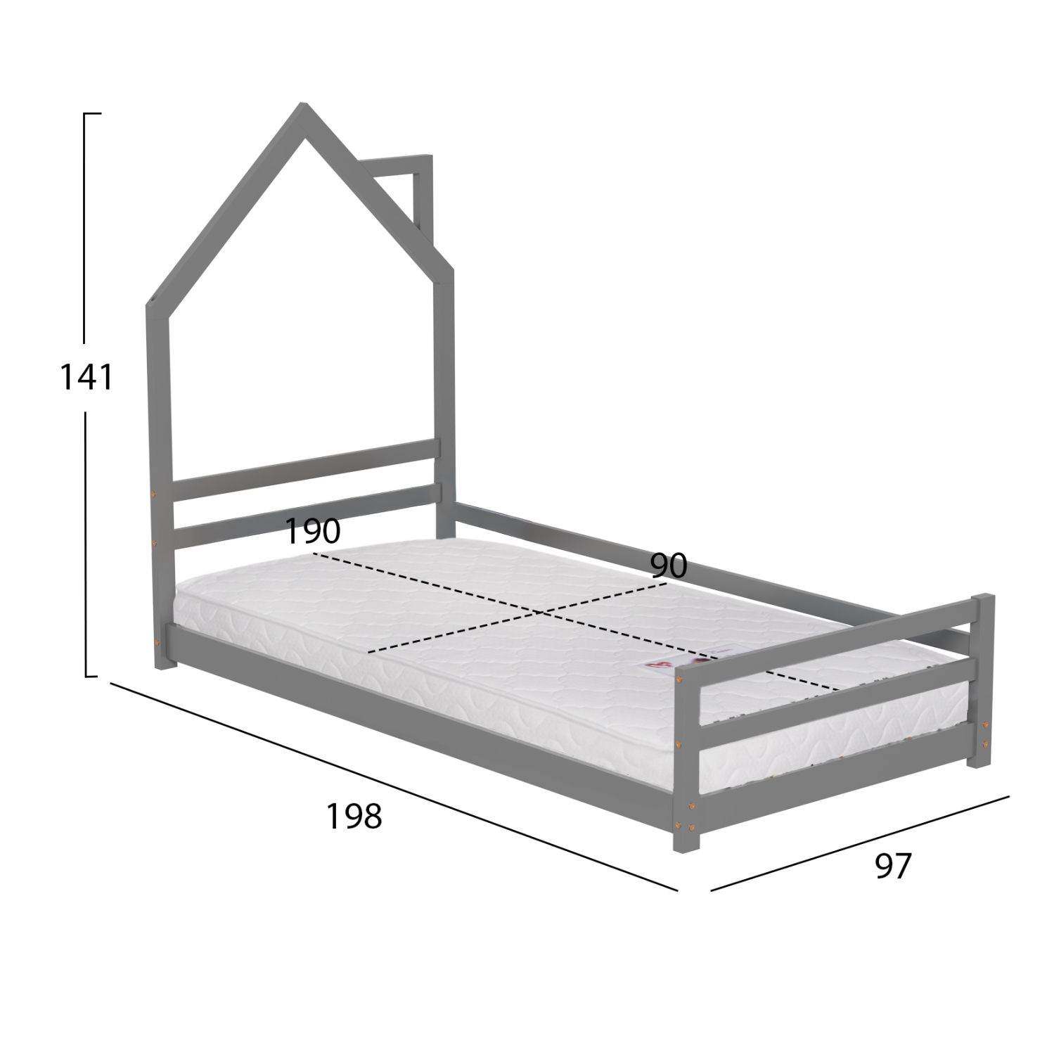ΚΡΕΒΑΤΙ ΠΑΙΔΙΚΟ ΜΕ ΣΤΡΩΜΑ HOUSER HM21301.01 ΞΥΛΟ ΠΕΥΚΟΥ ΣΕ ΓΚΡΙ--ΣΤΡΩΜΑ 90x190εκ 3