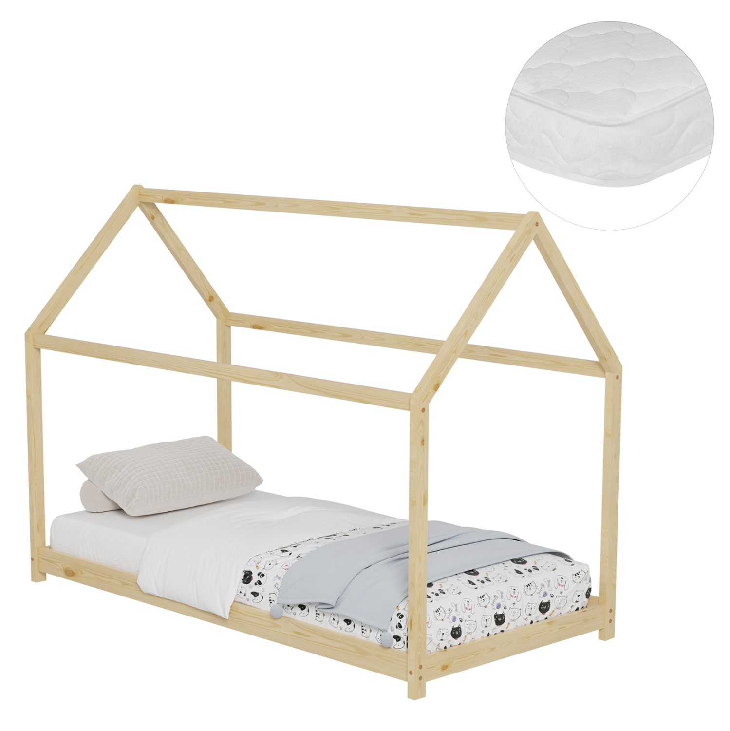 ΚΡΕΒΑΤΙ ΠΑΙΔΙΚΟ ΜΕ ΣΤΡΩΜΑ PEPE HM21302 ΞΥΛΟ ΠΕΥΚΟΥ ΣΕ ΦΥΣΙΚΟ--ΣΤΡΩΜΑ 90x190εκ 1