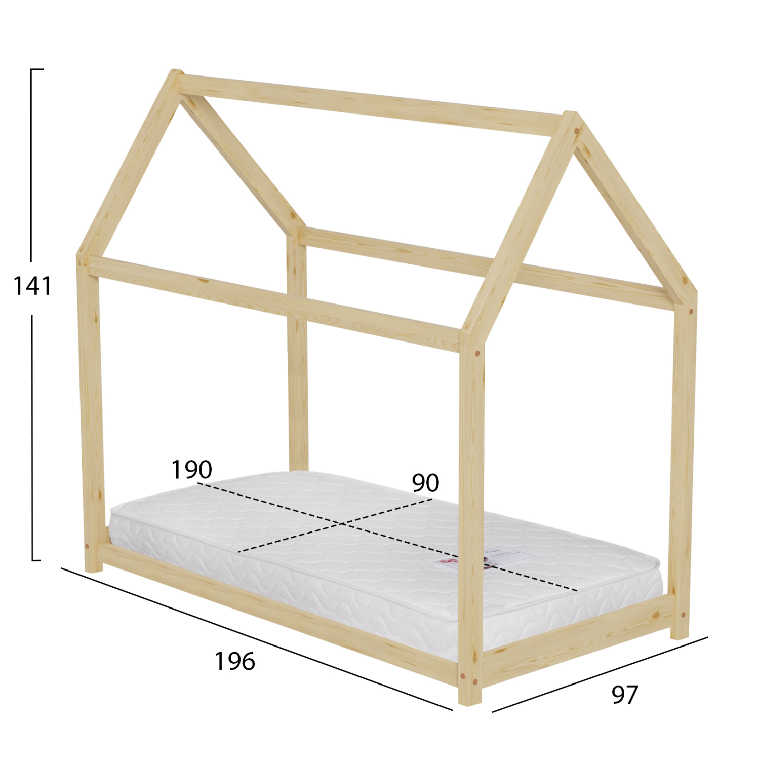 ΚΡΕΒΑΤΙ ΠΑΙΔΙΚΟ ΜΕ ΣΤΡΩΜΑ PEPE HM21302 ΞΥΛΟ ΠΕΥΚΟΥ ΣΕ ΦΥΣΙΚΟ--ΣΤΡΩΜΑ 90x190εκ 3