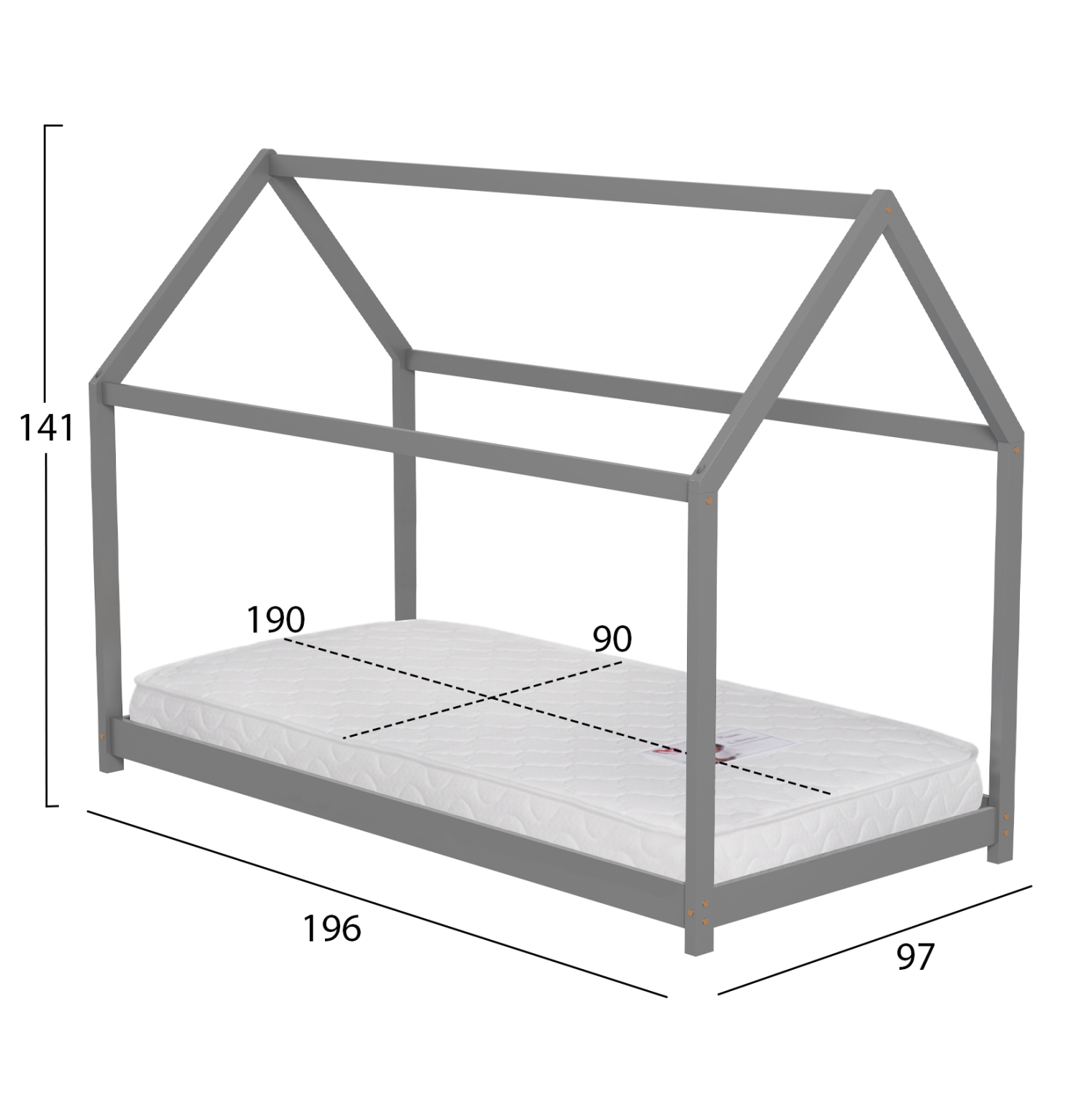ΚΡΕΒΑΤΙ ΠΑΙΔΙΚΟ ΜΕ ΣΤΡΩΜΑ PEPE HM21302.02 ΞΥΛΟ ΠΕΥΚΟΥ ΣΕ ΓΚΡΙ--ΣΤΡΩΜΑ 90x190εκ 3