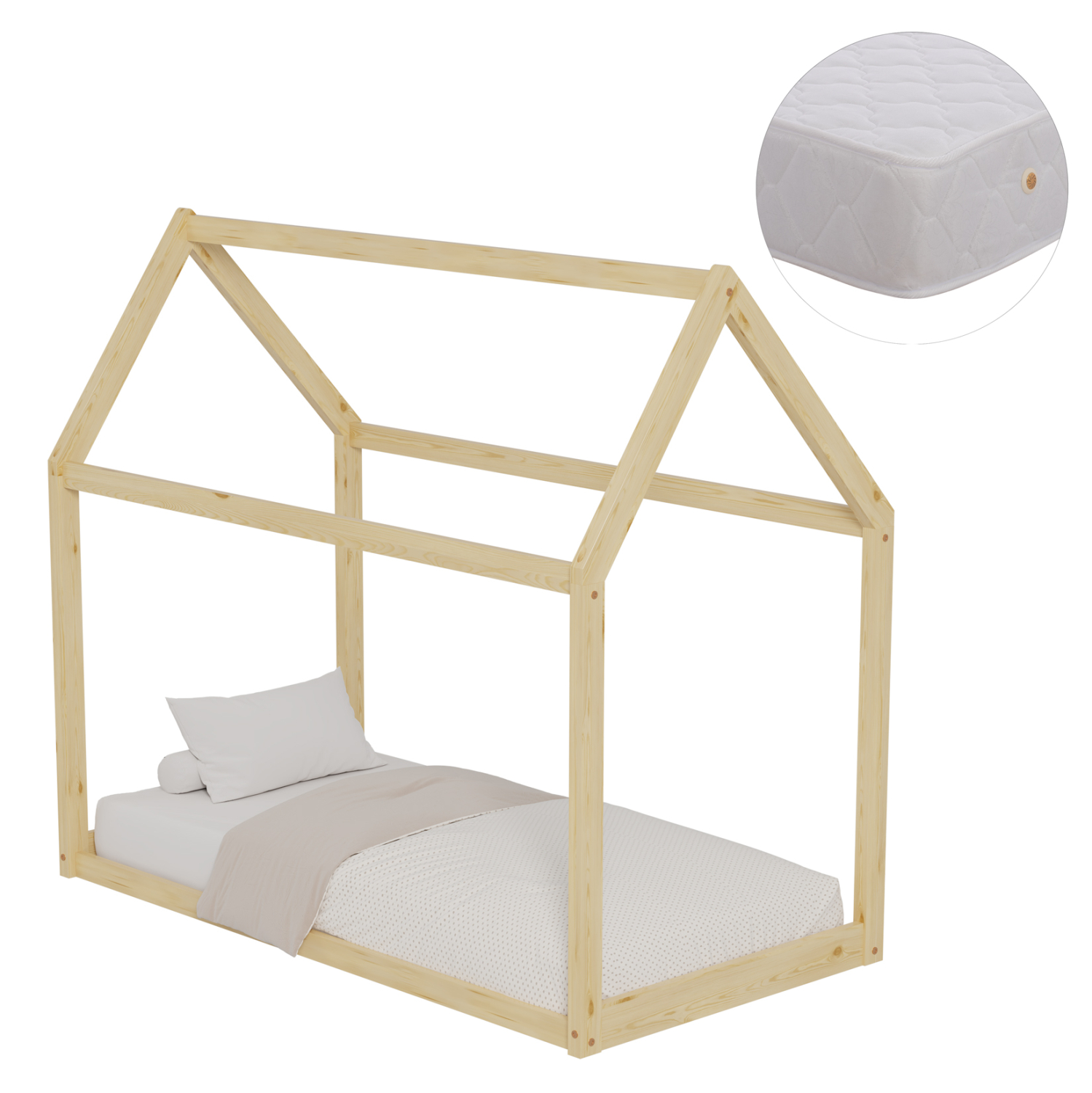 ΚΡΕΒΑΤΙ ΠΑΙΔΙΚΟ ΜΕ ΣΤΡΩΜΑ PEPE HM21303 ΞΥΛΟ ΠΕΥΚΟΥ ΣΕ ΦΥΣΙΚΟ--ΣΤΡΩΜΑ 70x140εκ 1