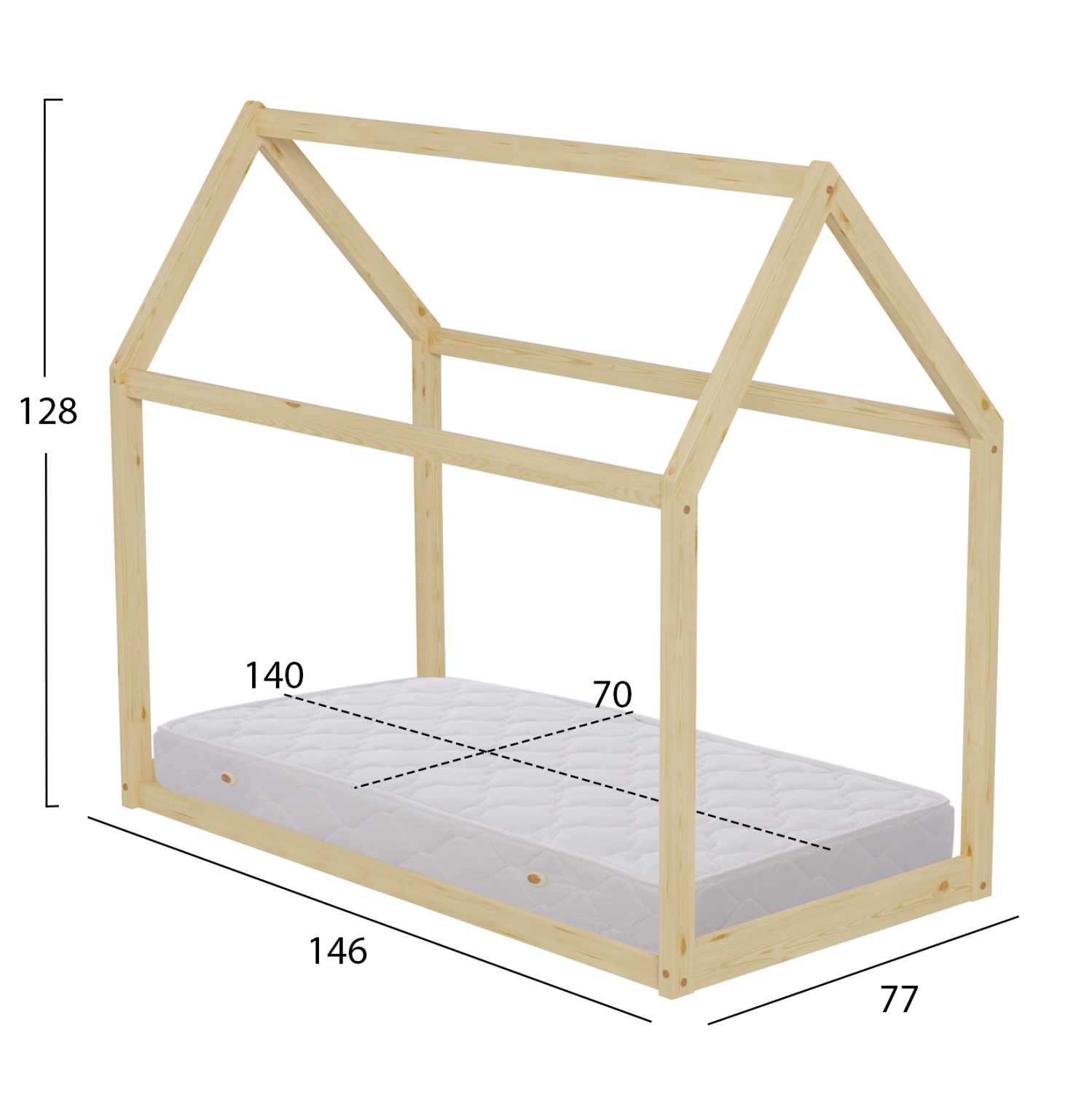 ΚΡΕΒΑΤΙ ΠΑΙΔΙΚΟ ΜΕ ΣΤΡΩΜΑ PEPE HM21303 ΞΥΛΟ ΠΕΥΚΟΥ ΣΕ ΦΥΣΙΚΟ--ΣΤΡΩΜΑ 70x140εκ 3