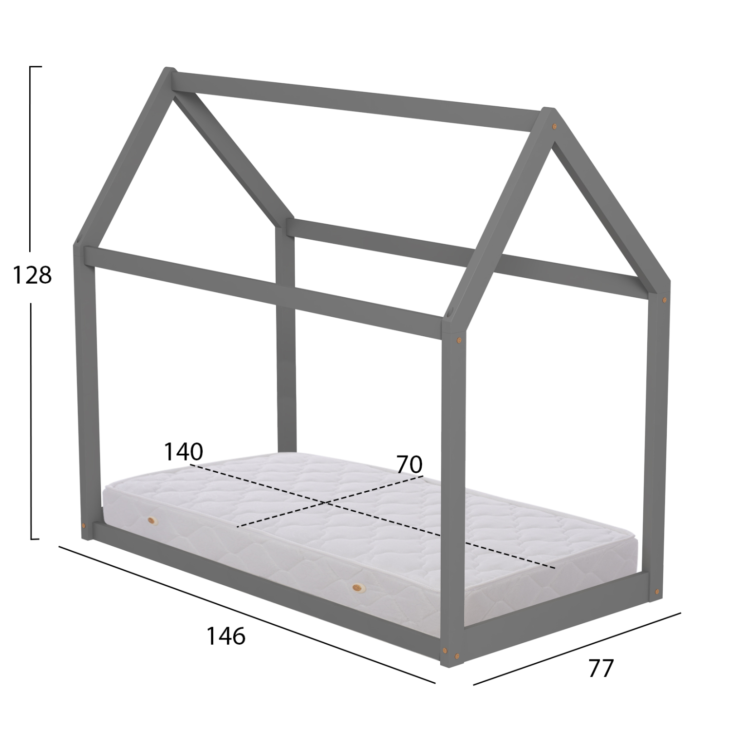 ΚΡΕΒΑΤΙ ΠΑΙΔΙΚΟ ΜΕ ΣΤΡΩΜΑ PEPE HM21303.02 ΞΥΛΟ ΠΕΥΚΟΥ ΣΕ ΓΚΡΙ--ΣΤΡΩΜΑ 70x140εκ 3