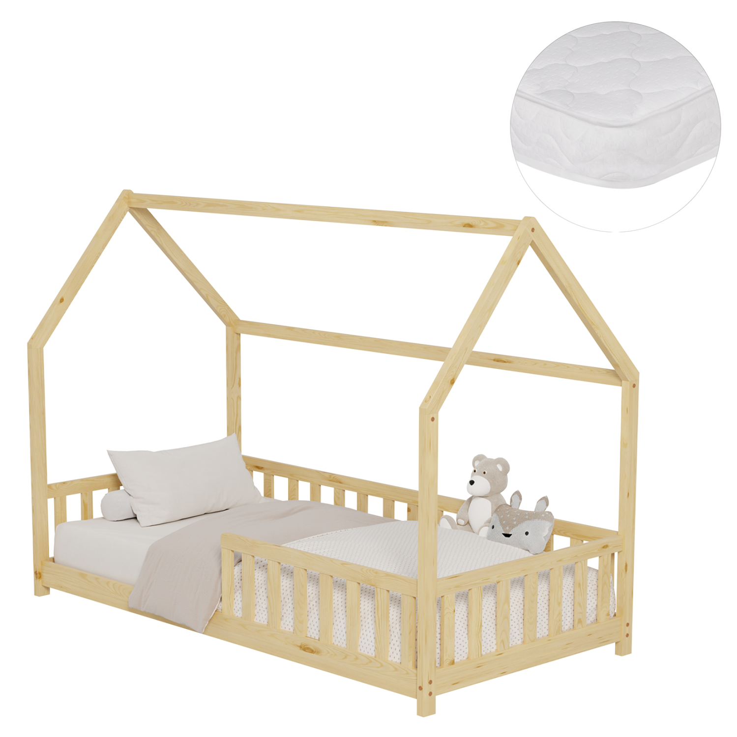 ΚΡΕΒΑΤΙ ΠΑΙΔΙΚΟ ΜΕ ΣΤΡΩΜΑ PHYLLIS HM21304 ΞΥΛΟ ΠΕΥΚΟΥ ΣΕ ΦΥΣΙΚΟ--ΣΤΡΩΜΑ 90x190εκ 1