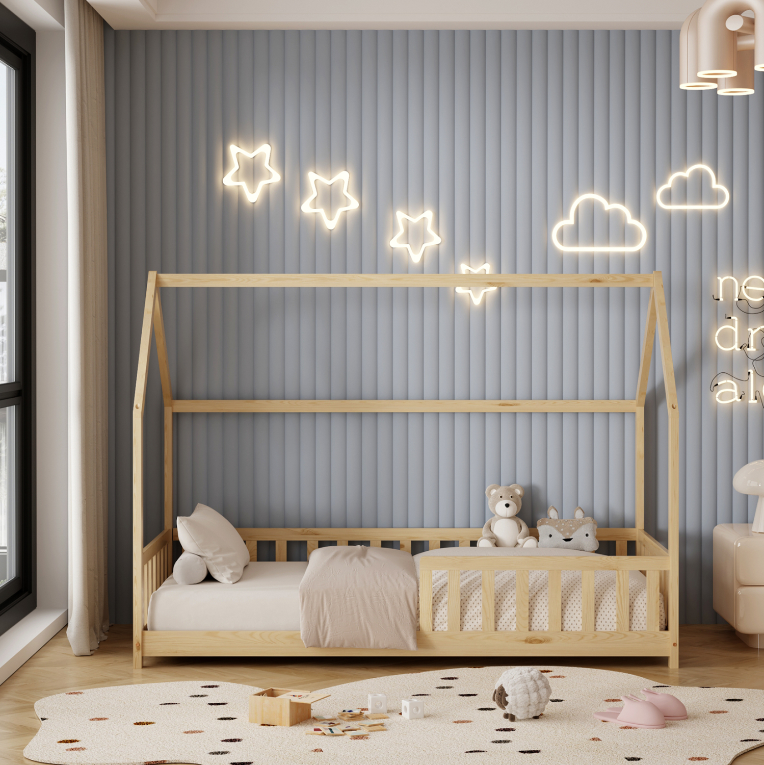 ΚΡΕΒΑΤΙ ΠΑΙΔΙΚΟ ΜΕ ΣΤΡΩΜΑ PHYLLIS HM21304 ΞΥΛΟ ΠΕΥΚΟΥ ΣΕ ΦΥΣΙΚΟ--ΣΤΡΩΜΑ 90x190εκ 5