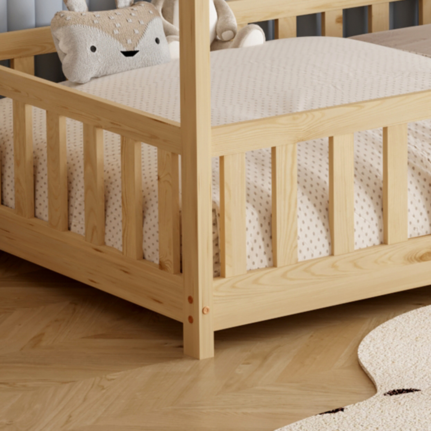 ΚΡΕΒΑΤΙ ΠΑΙΔΙΚΟ ΜΕ ΣΤΡΩΜΑ PHYLLIS HM21304 ΞΥΛΟ ΠΕΥΚΟΥ ΣΕ ΦΥΣΙΚΟ--ΣΤΡΩΜΑ 90x190εκ 8