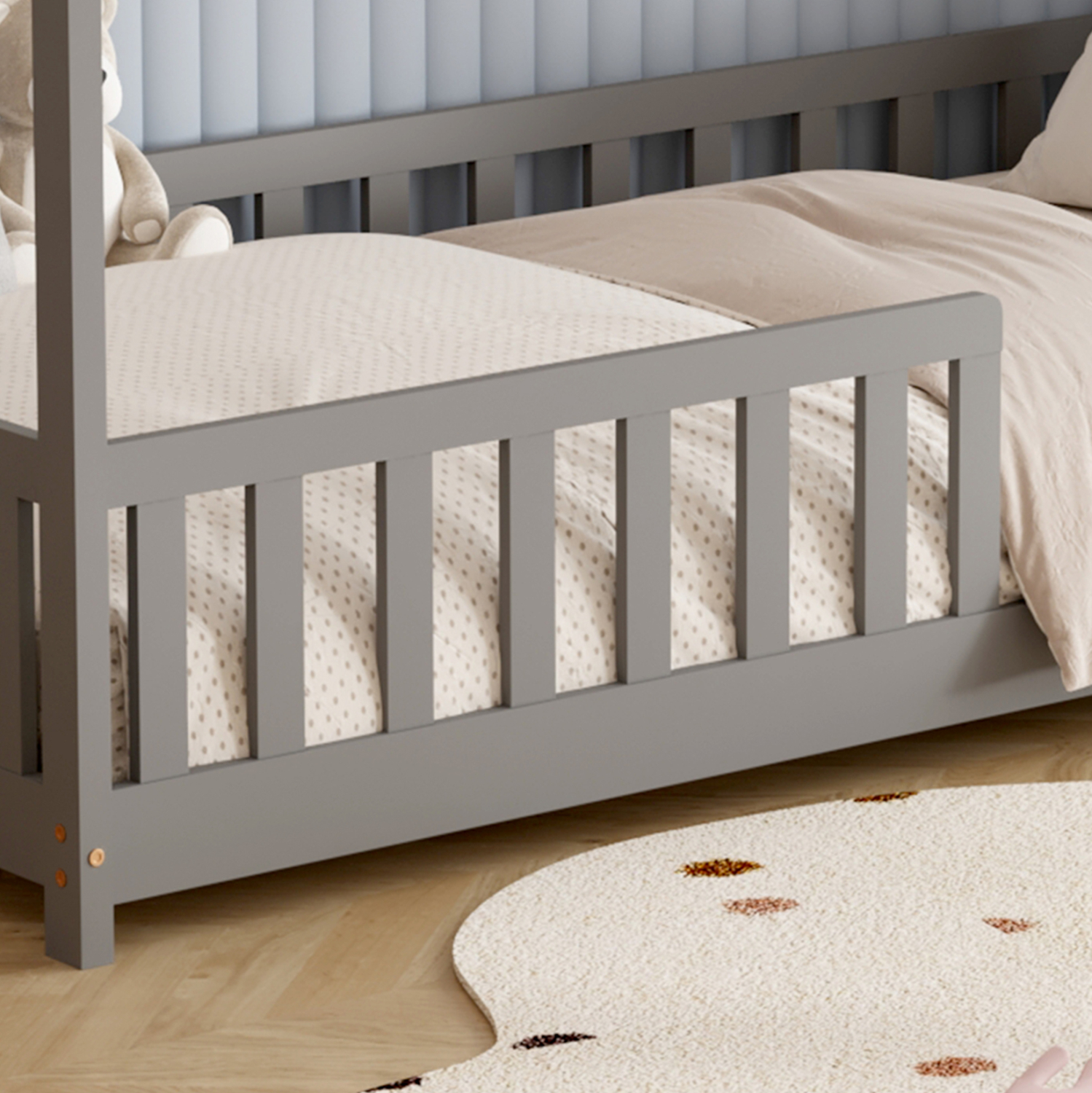 ΚΡΕΒΑΤΙ ΠΑΙΔΙΚΟ ΜΕ ΣΤΡΩΜΑ PHYLLIS HM21304.02 ΞΥΛΟ ΠΕΥΚΟΥ ΣΕ ΓΚΡΙ--ΣΤΡΩΜΑ 90x190εκ 7