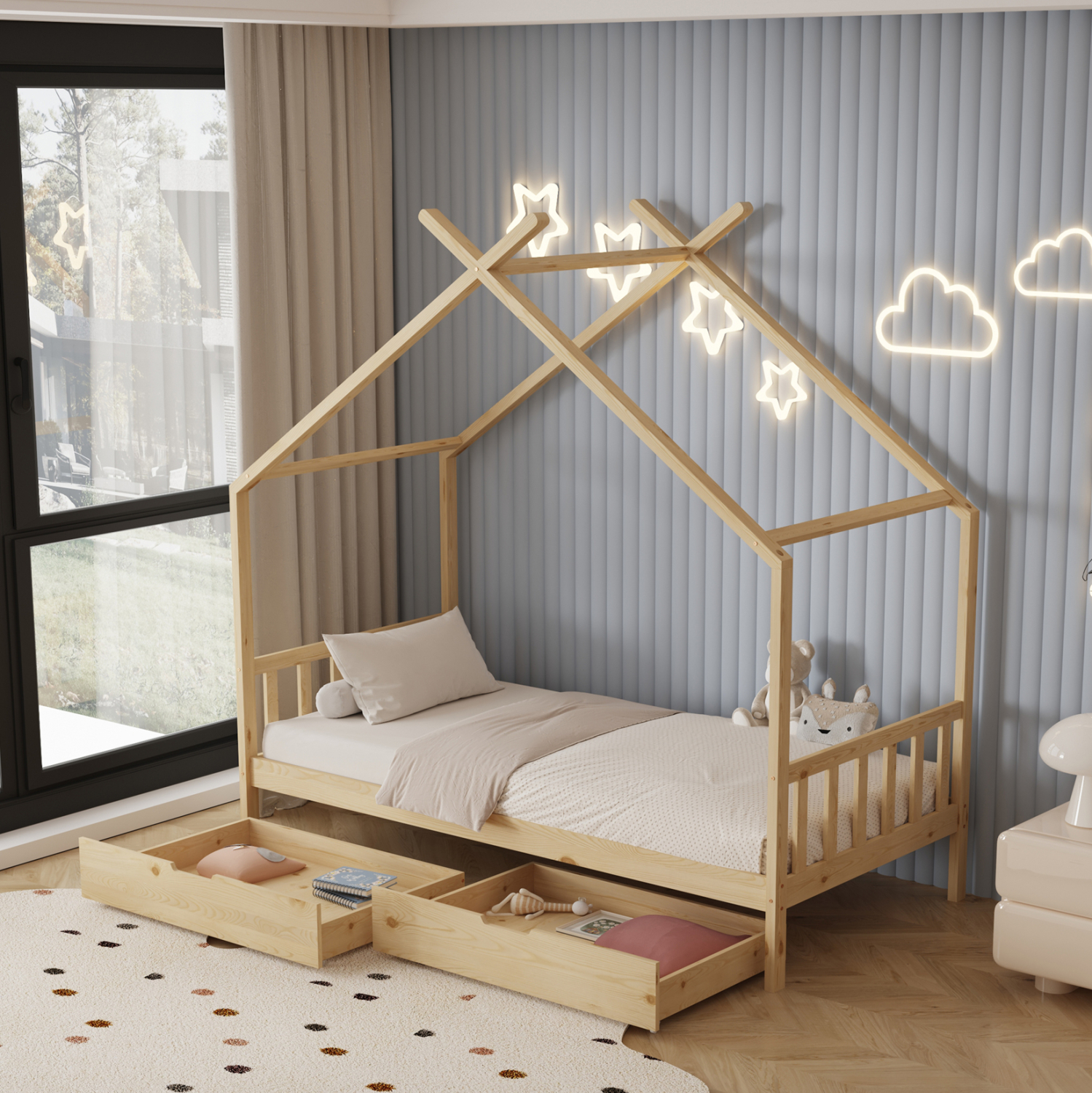 ΚΡΕΒΑΤΙ ΠΑΙΔΙΚΟ ΜΕ ΣΤΡΩΜΑ KLARICE HM21305 ΞΥΛΟ ΠΕΥΚΟΥ ΣΕ ΦΥΣΙΚΟ--ΣΤΡΩΜΑ 90x190εκ 2