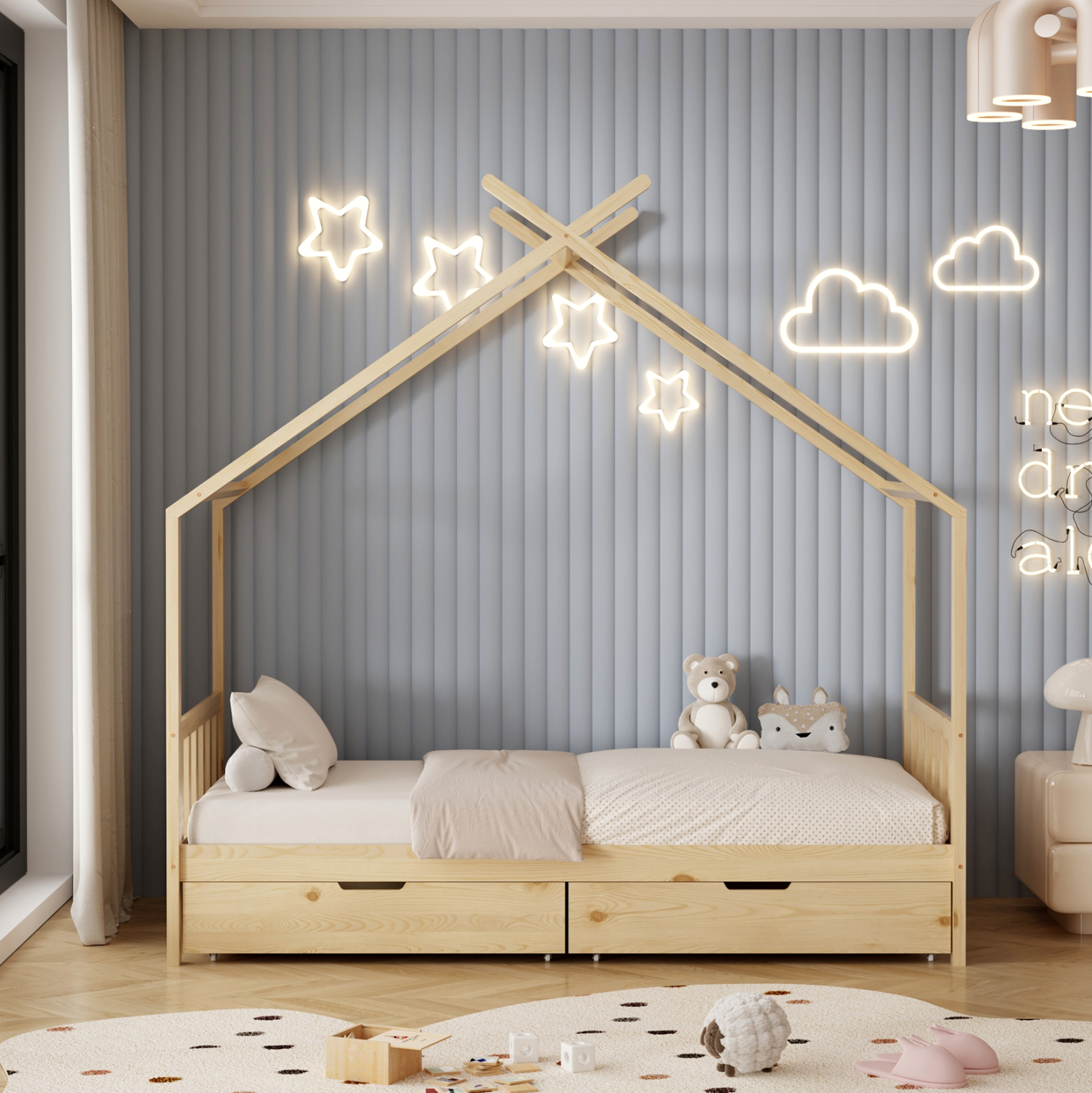 ΚΡΕΒΑΤΙ ΠΑΙΔΙΚΟ ΜΕ ΣΤΡΩΜΑ KLARICE HM21305 ΞΥΛΟ ΠΕΥΚΟΥ ΣΕ ΦΥΣΙΚΟ--ΣΤΡΩΜΑ 90x190εκ 5