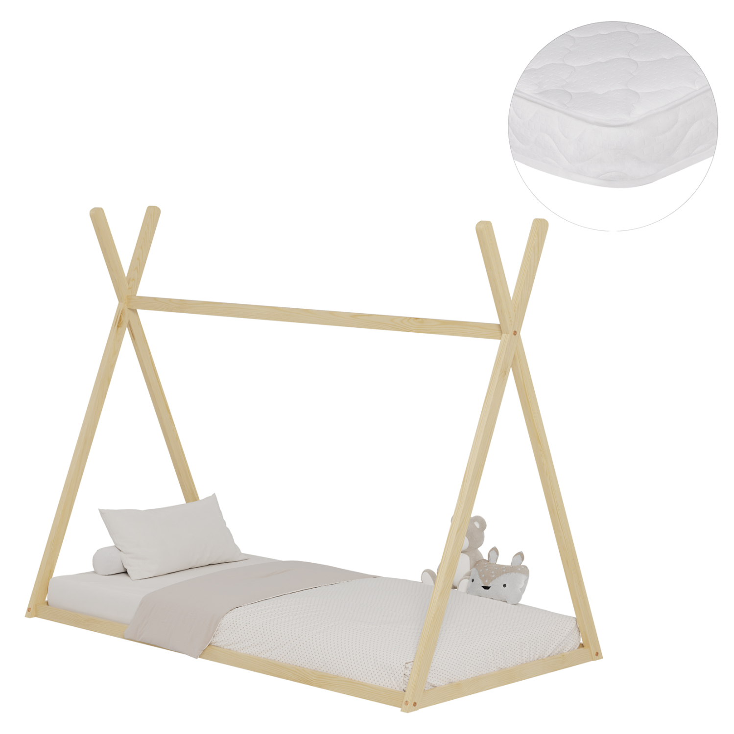 ΚΡΕΒΑΤΙ ΠΑΙΔΙΚΟ ΜΕ ΣΤΡΩΜΑ MUNK HM21306 ΞΥΛΟ ΠΕΥΚΟΥ ΣΕ ΦΥΣΙΚΟ--ΣΤΡΩΜΑ 90x190εκ 1