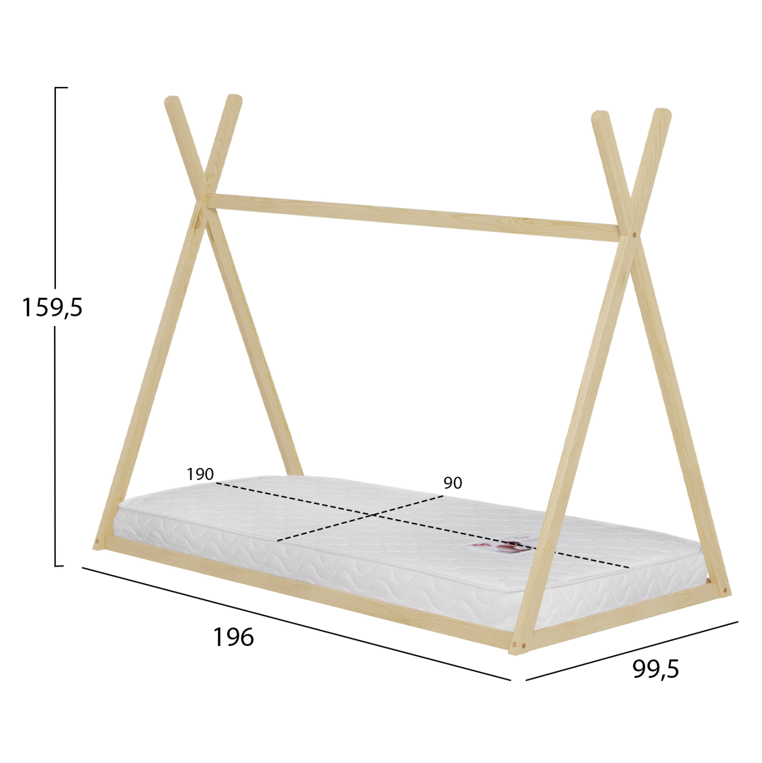 ΚΡΕΒΑΤΙ ΠΑΙΔΙΚΟ ΜΕ ΣΤΡΩΜΑ MUNK HM21306 ΞΥΛΟ ΠΕΥΚΟΥ ΣΕ ΦΥΣΙΚΟ--ΣΤΡΩΜΑ 90x190εκ 3
