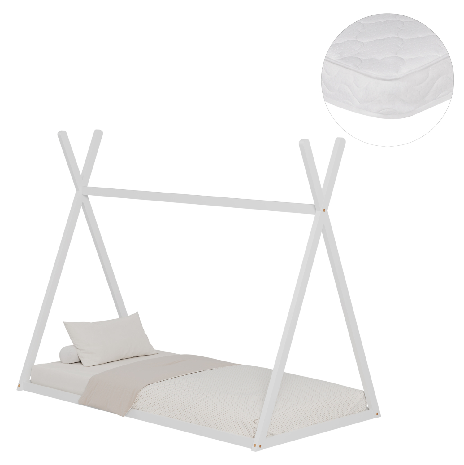 ΚΡΕΒΑΤΙ ΠΑΙΔΙΚΟ ΜΕ ΣΤΡΩΜΑ MUNK HM21306.01 ΞΥΛΟ ΠΕΥΚΟΥ ΣΕ ΛΕΥΚΟ--ΣΤΡΩΜΑ 90x190εκ 1