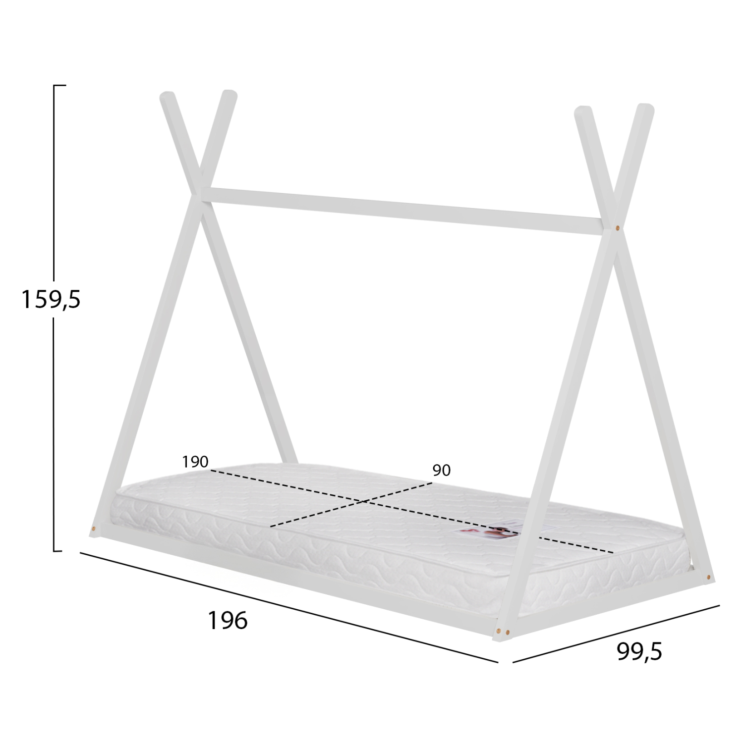 ΚΡΕΒΑΤΙ ΠΑΙΔΙΚΟ ΜΕ ΣΤΡΩΜΑ MUNK HM21306.01 ΞΥΛΟ ΠΕΥΚΟΥ ΣΕ ΛΕΥΚΟ--ΣΤΡΩΜΑ 90x190εκ 3