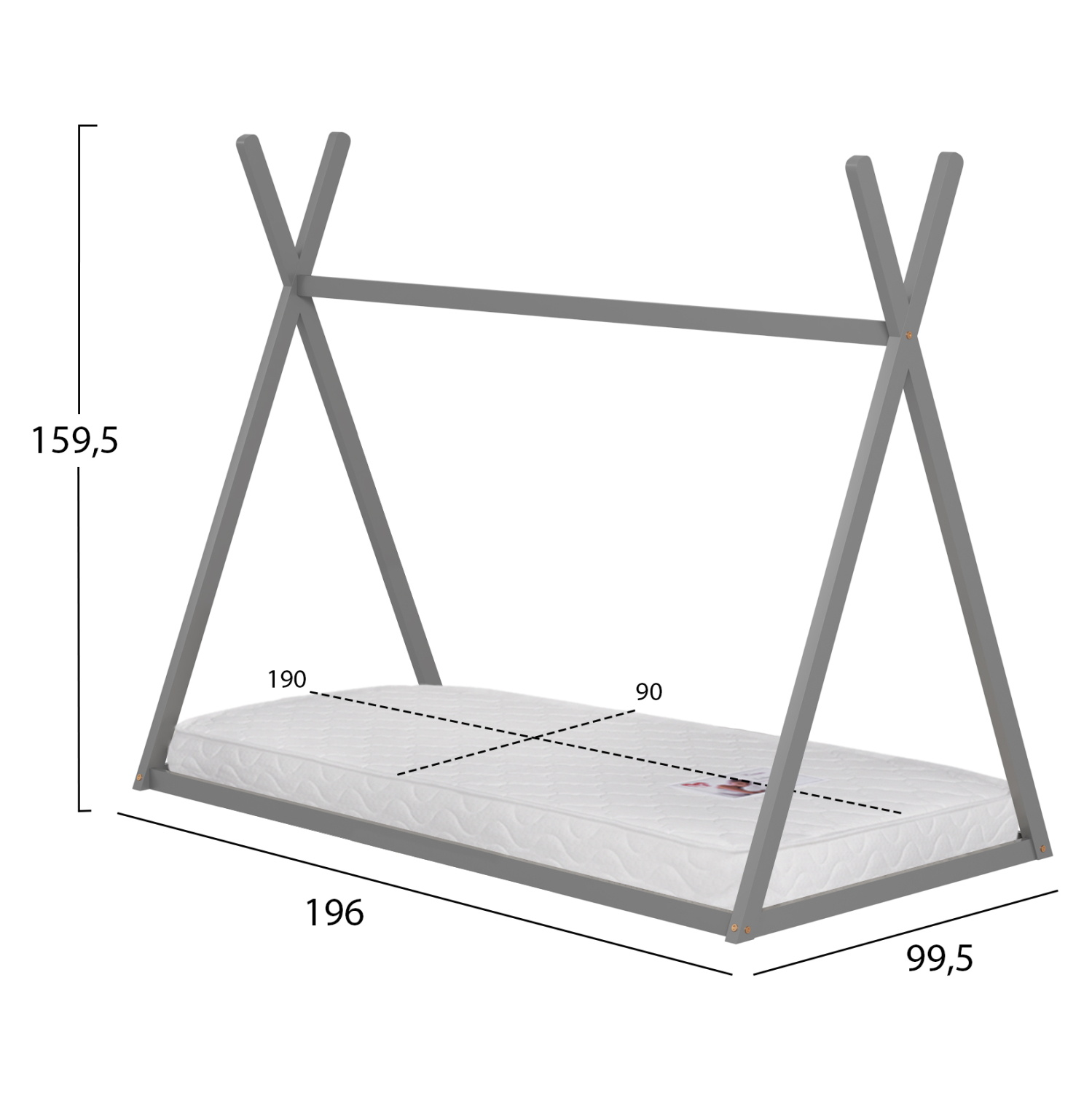 ΚΡΕΒΑΤΙ ΠΑΙΔΙΚΟ ΜΕ ΣΤΡΩΜΑ MUNK HM21306.02 ΞΥΛΟ ΠΕΥΚΟΥ ΣΕ ΓΚΡΙ--ΣΤΡΩΜΑ 90x190εκ 3