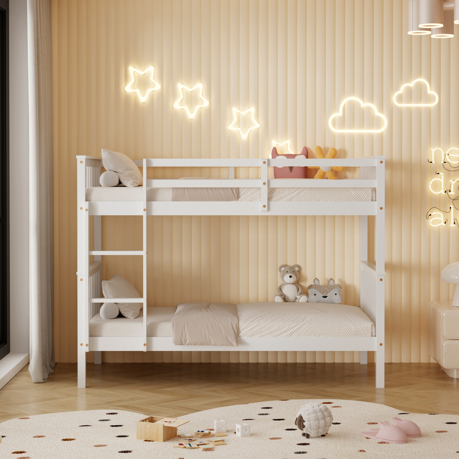 ΚΟΥΚΕΤΑ ΠΑΙΔΙΚΗ ΜΕ 2 ΣΤΡΩΜΑΤΑ LANTAI HM21307.01 ΞΥΛΟ ΠΕΥΚΟΥ ΛΕΥΚΟ--ΣΤΡΩΜΑΤΑ 90x190εκ 5